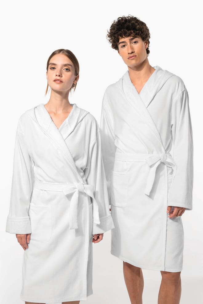 Unisex organic hooded bathrobe