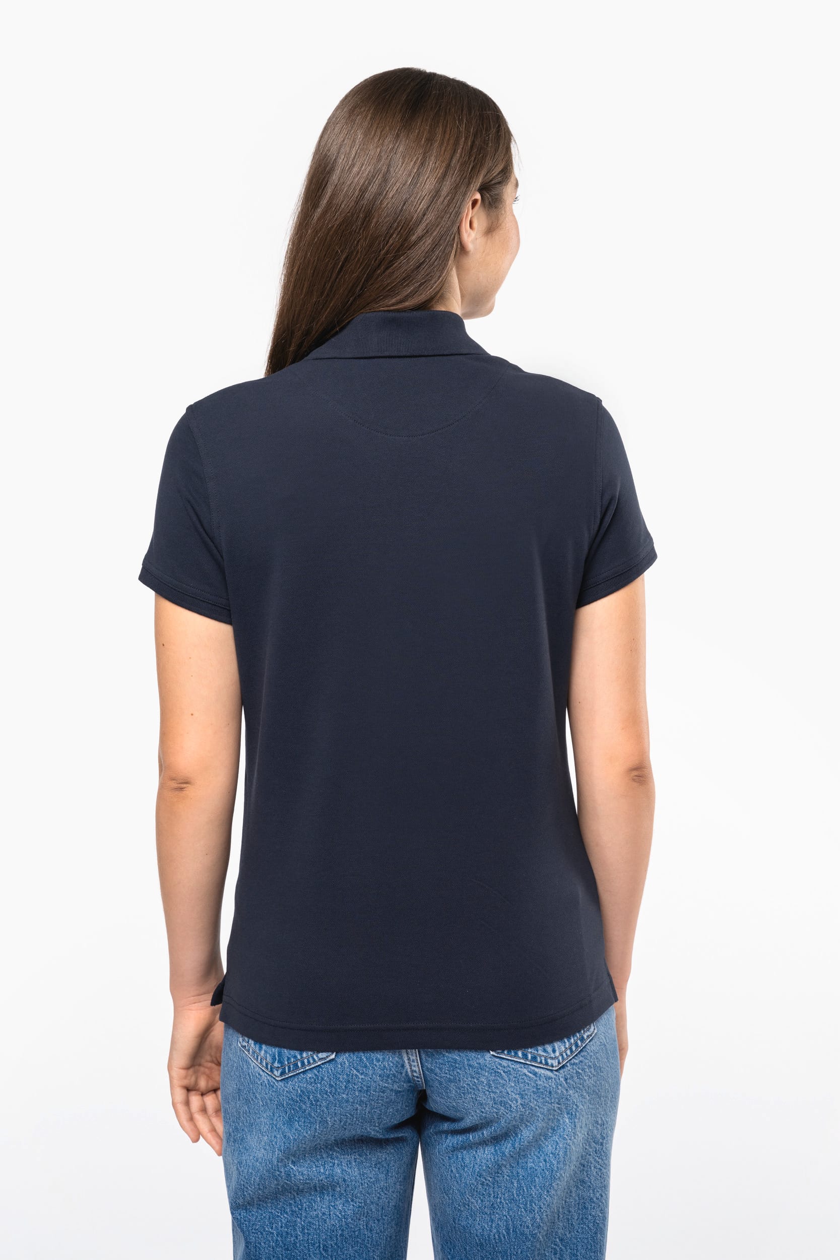 Polo de punto piqué manga corta mujer