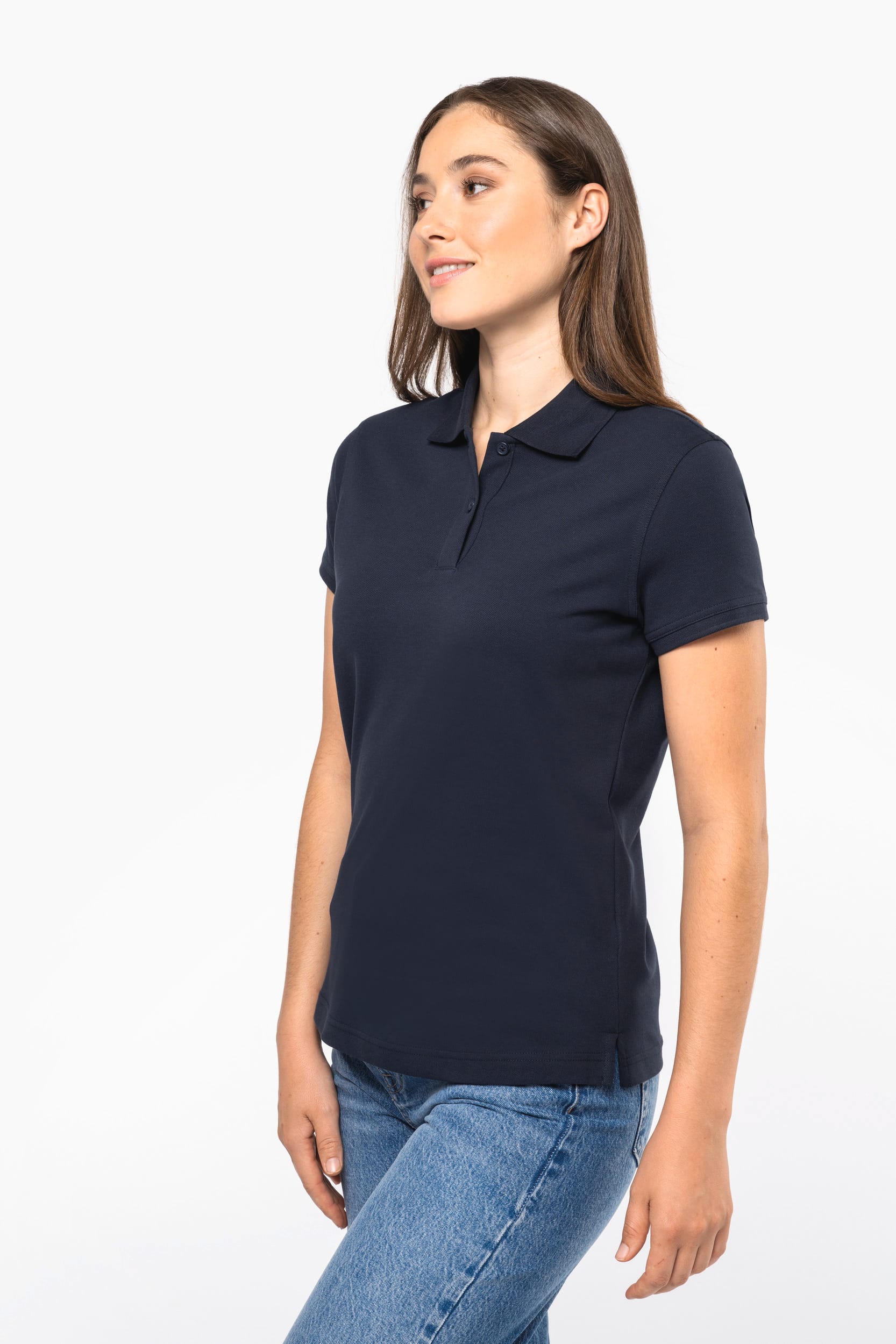 Polo de punto piqué manga corta mujer