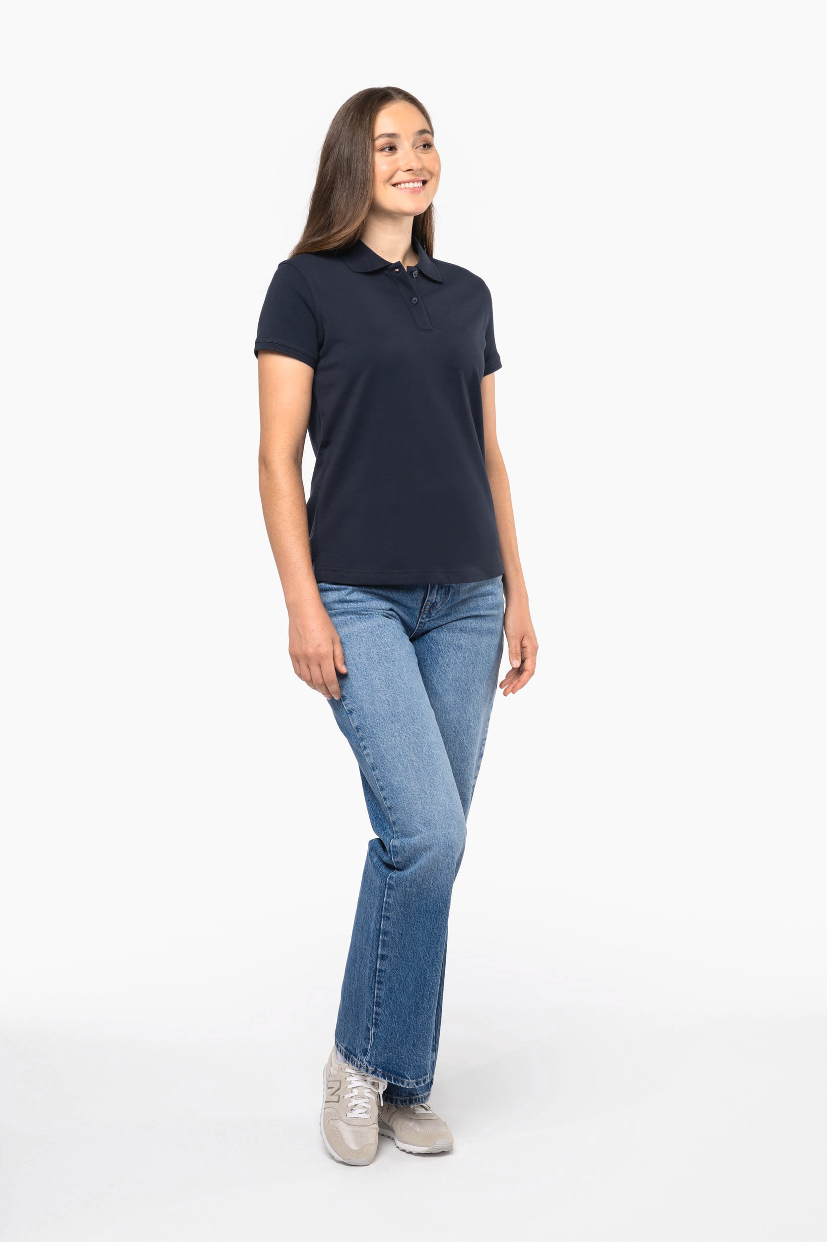Polo de punto piqué manga corta mujer