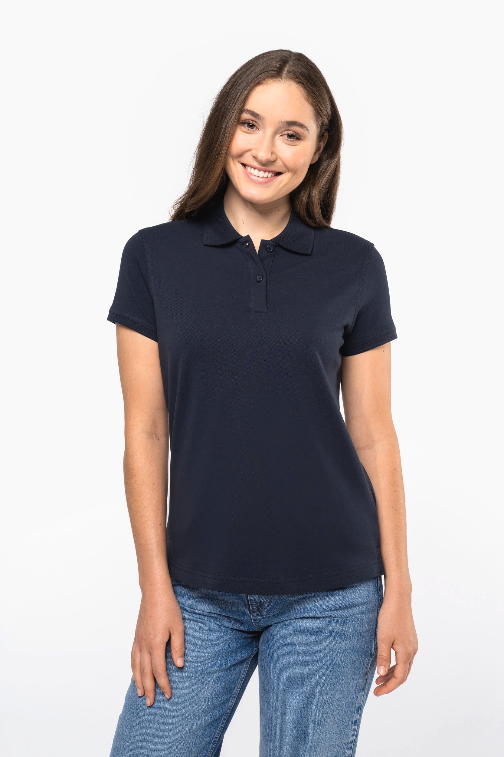 Polo de punto piqué manga corta mujer