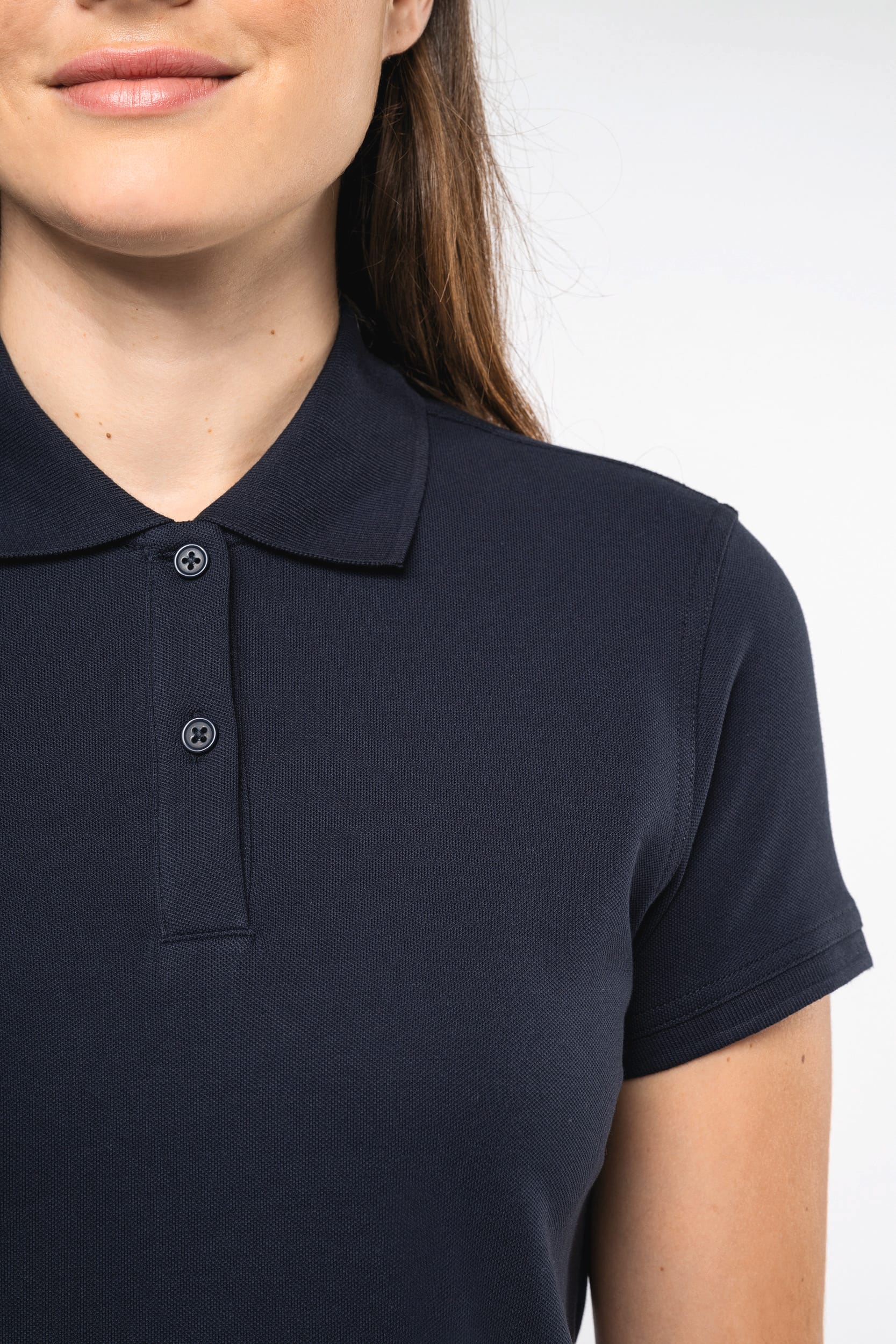Polo de punto piqué manga corta mujer