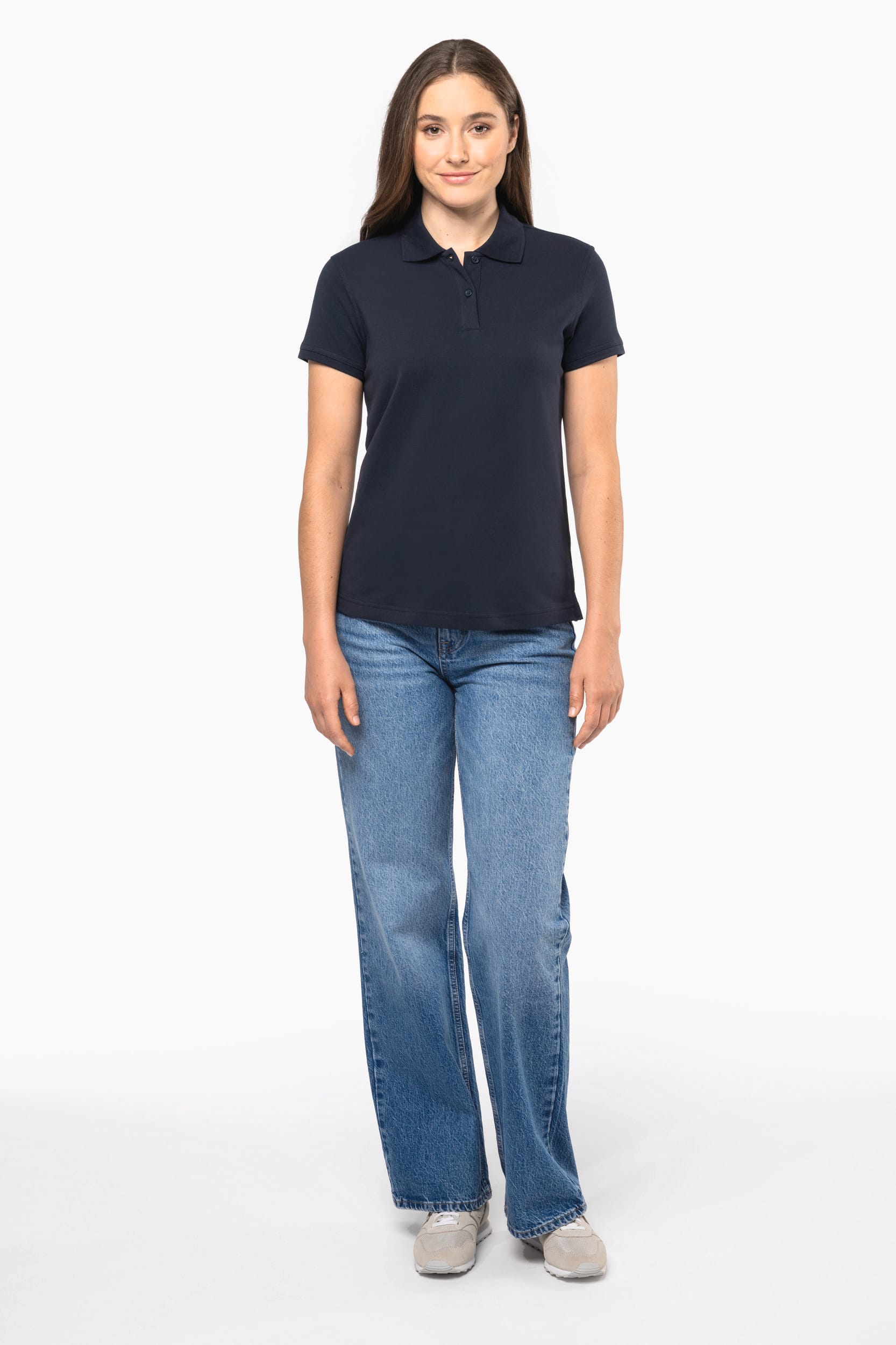 Polo de punto piqué manga corta mujer