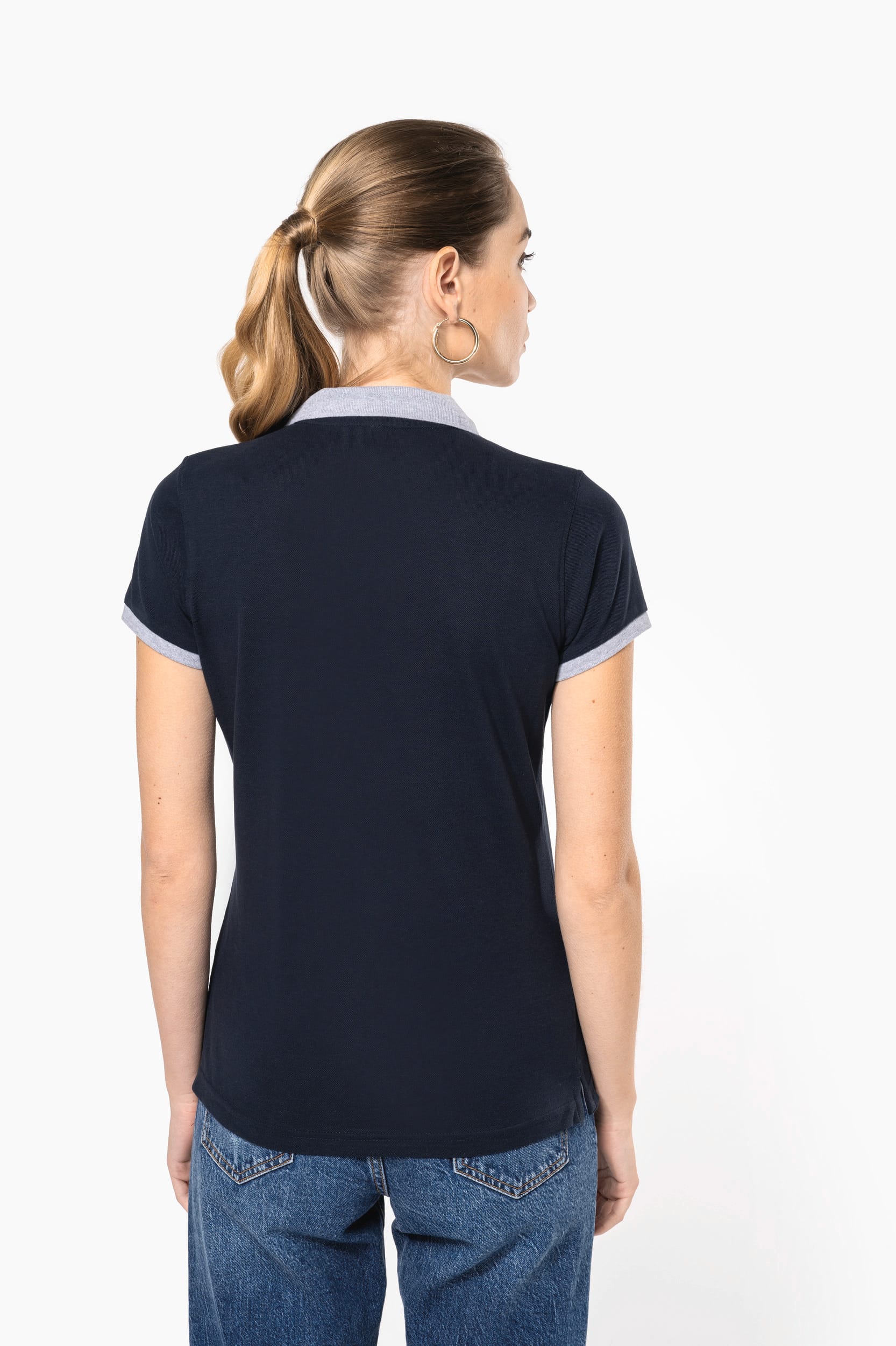 Polo piqué bicolore femme