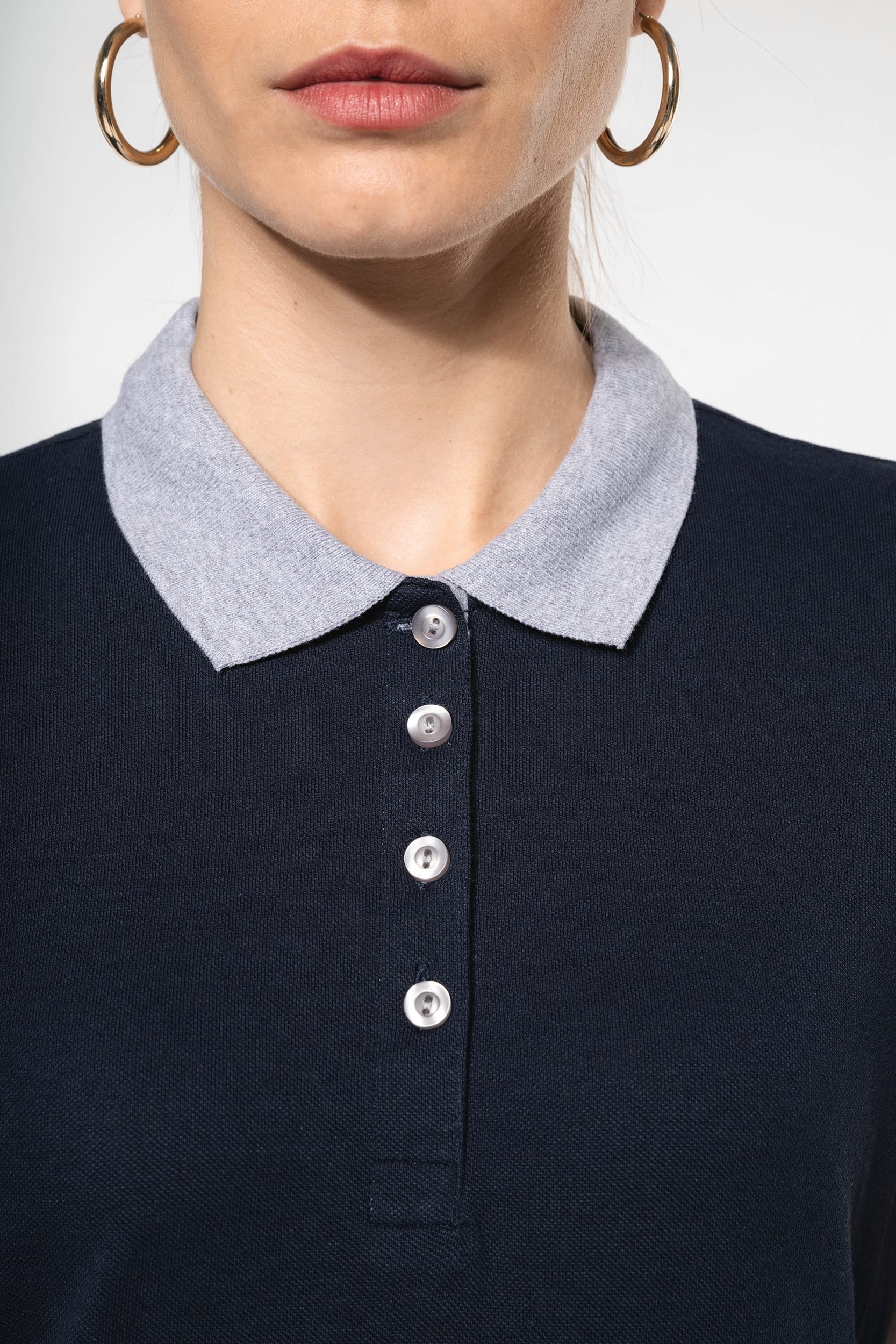 Polo piqué bicolore femme - Image 4