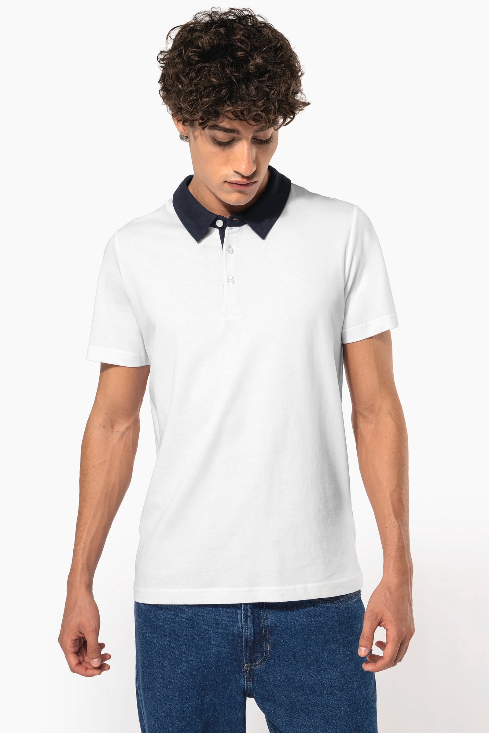 Tweekleurige herenpolo jersey