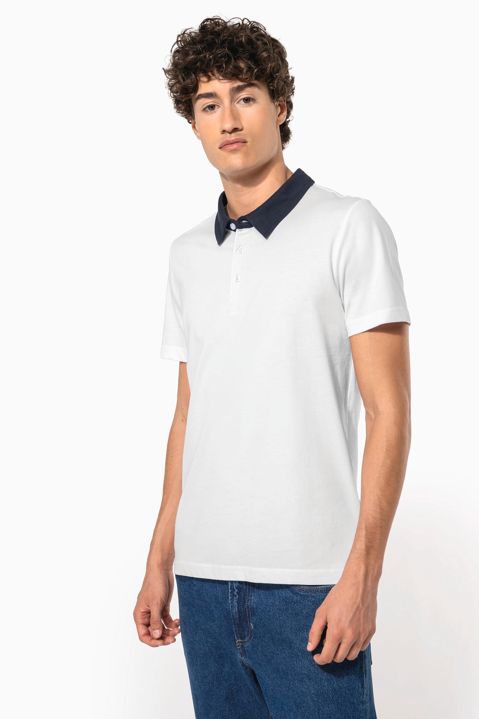 Tweekleurige herenpolo jersey