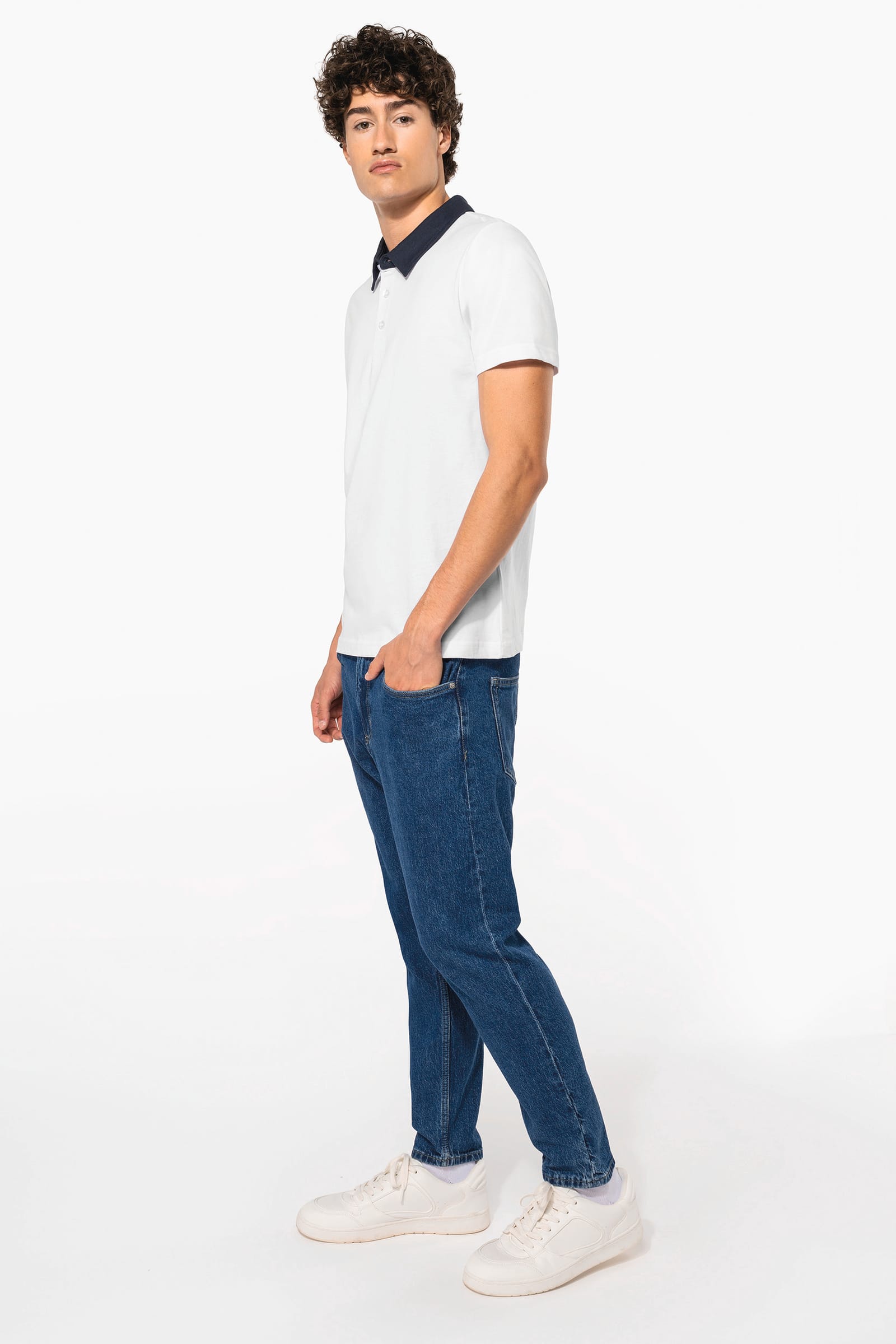 Tweekleurige herenpolo jersey