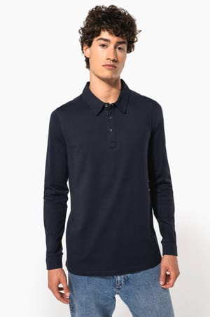 Herenpolo lange mouwen van jersey