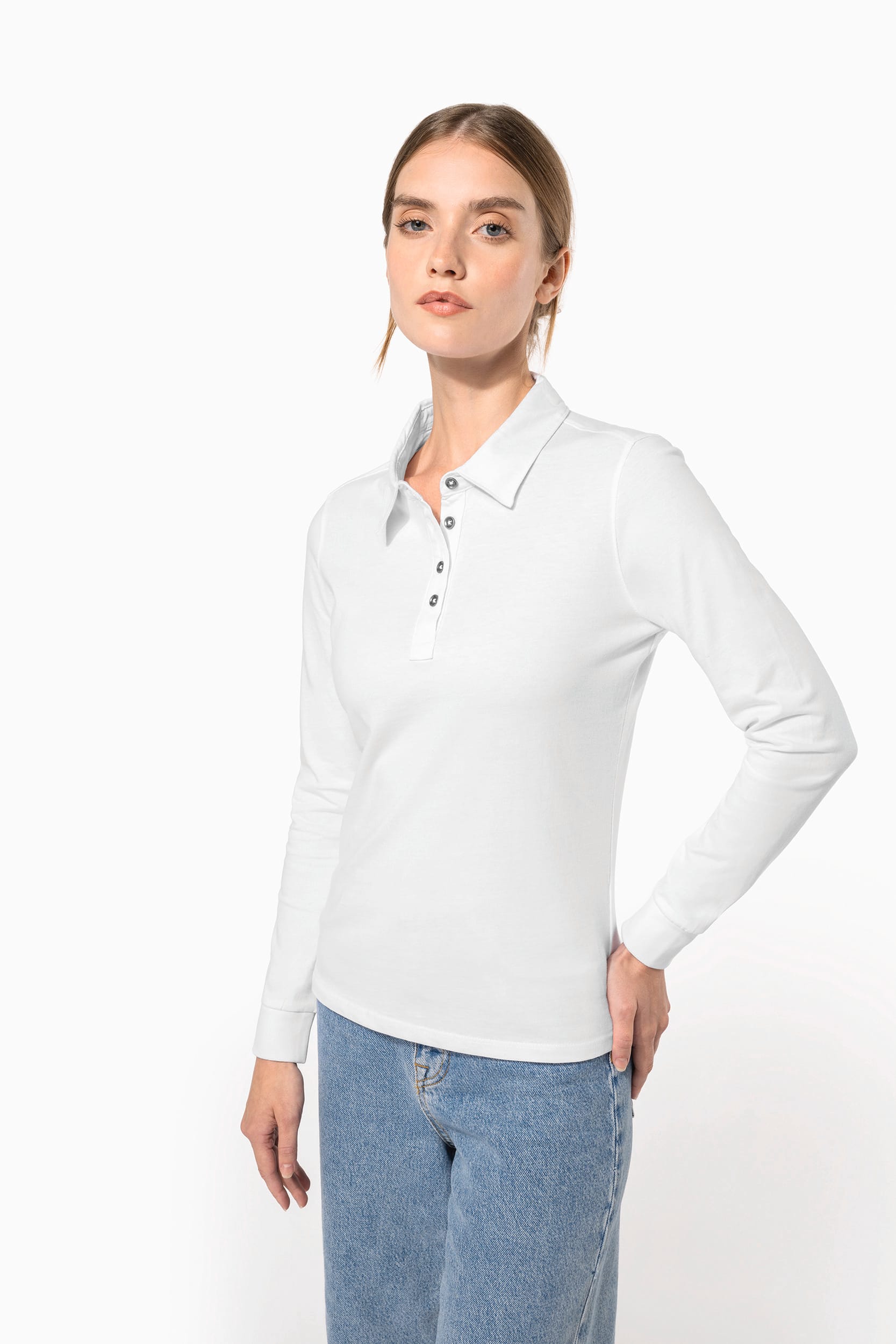 Polo jersey manches longues femme