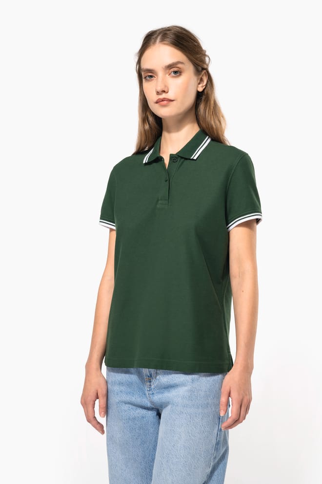 Ladie's short-sleeved poloshirt with contrasting piping