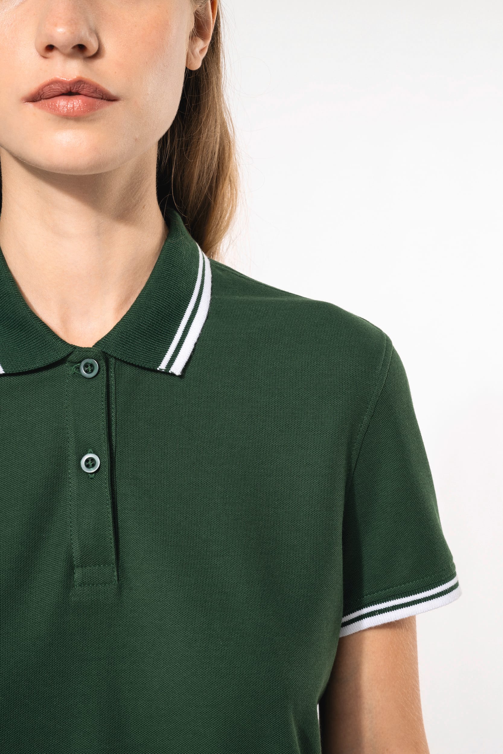 Polo femme manches courtes à liserés contrastés - Image 4