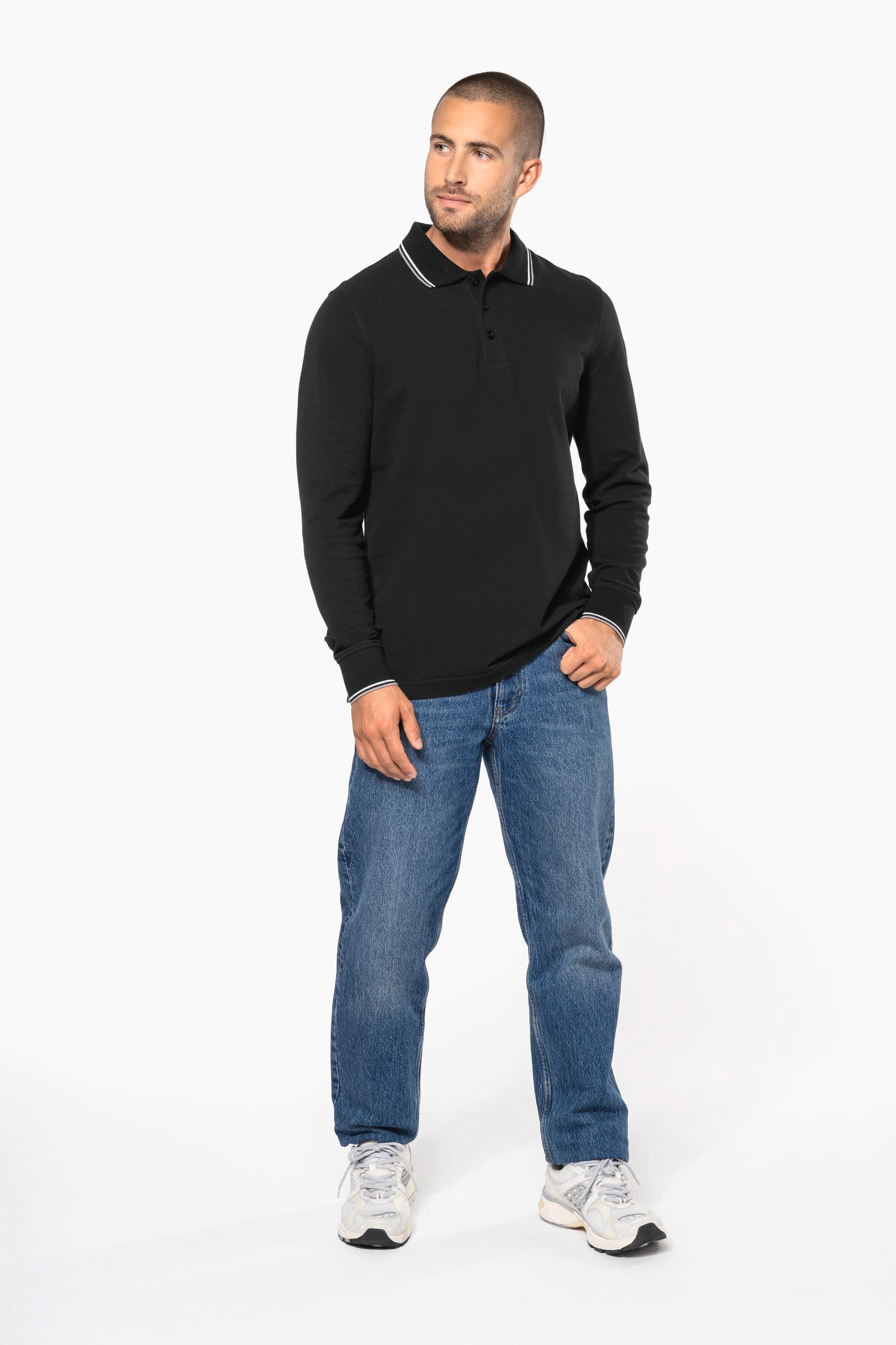 Polo maille piquée manches longues homme - Image 8