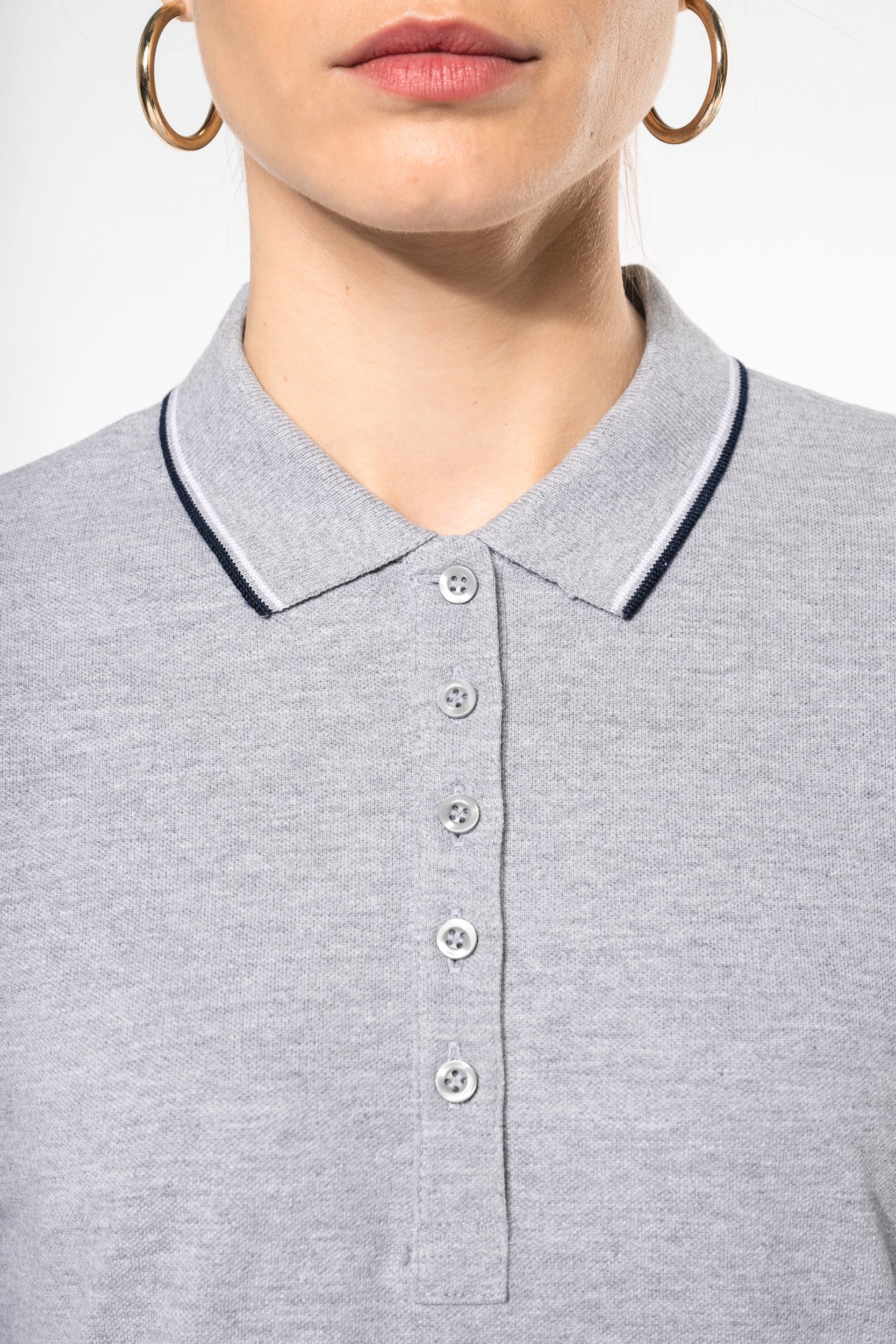 Polo maille piquée manches longues femme - Image 3