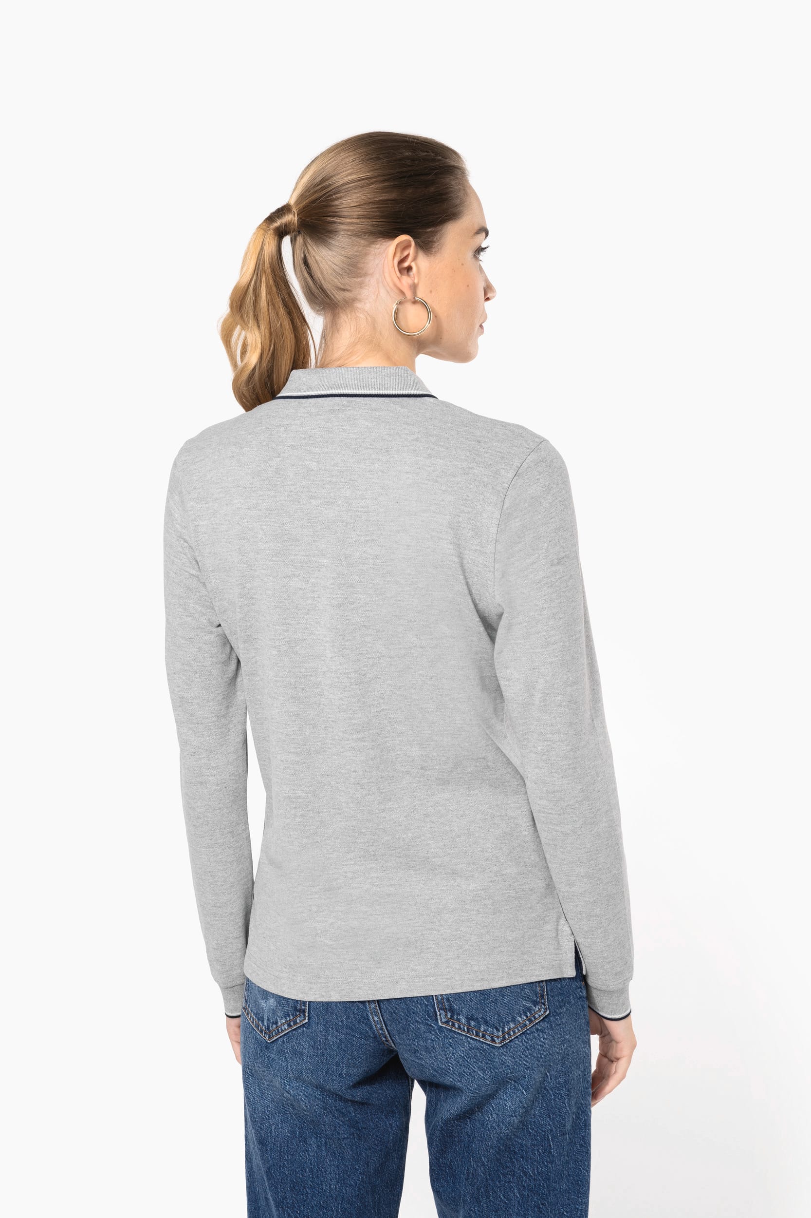 Polo maille piquée manches longues femme - Image 2