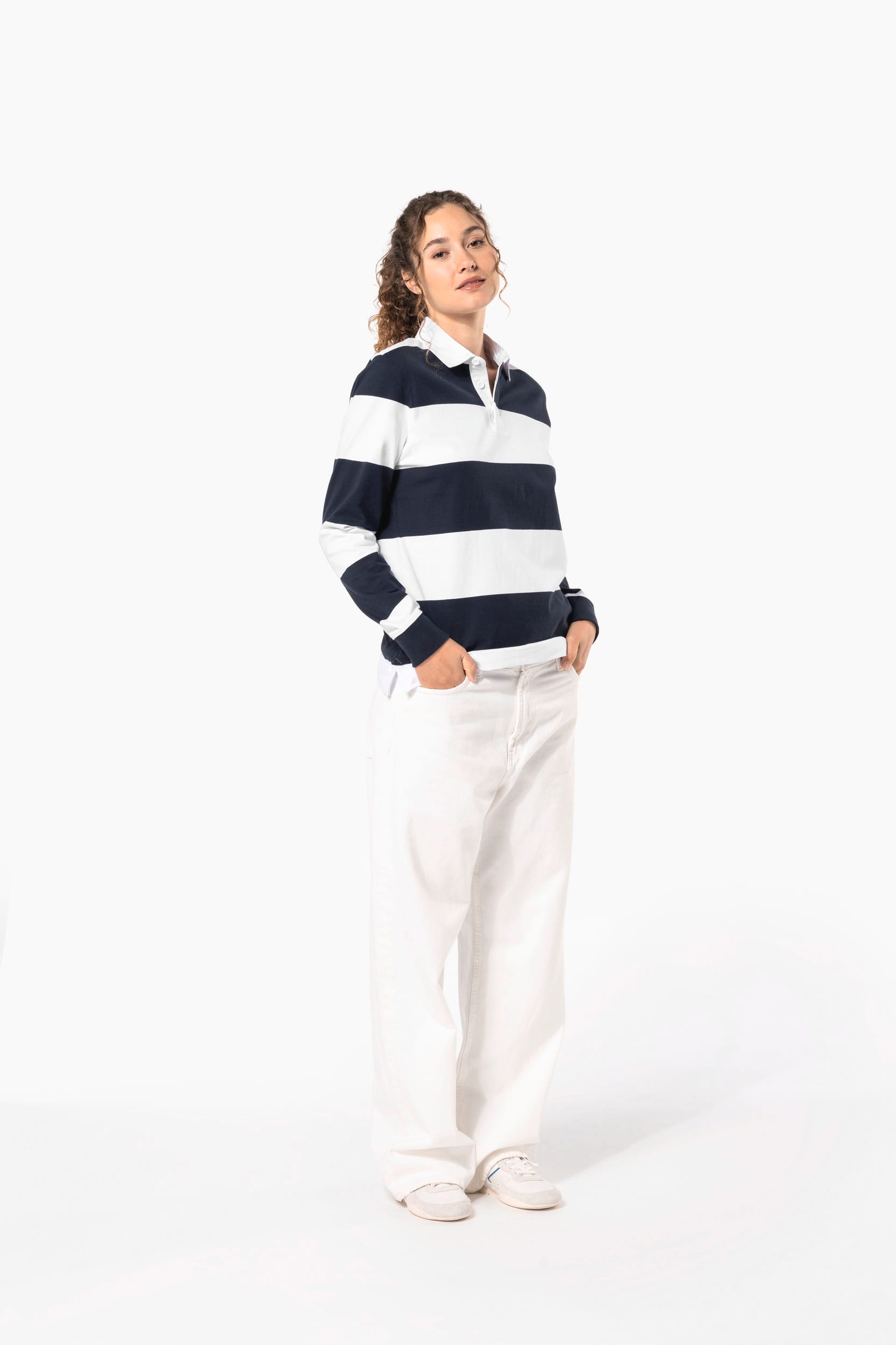 Polo rugby rayé manches longues unisexe - Image 18