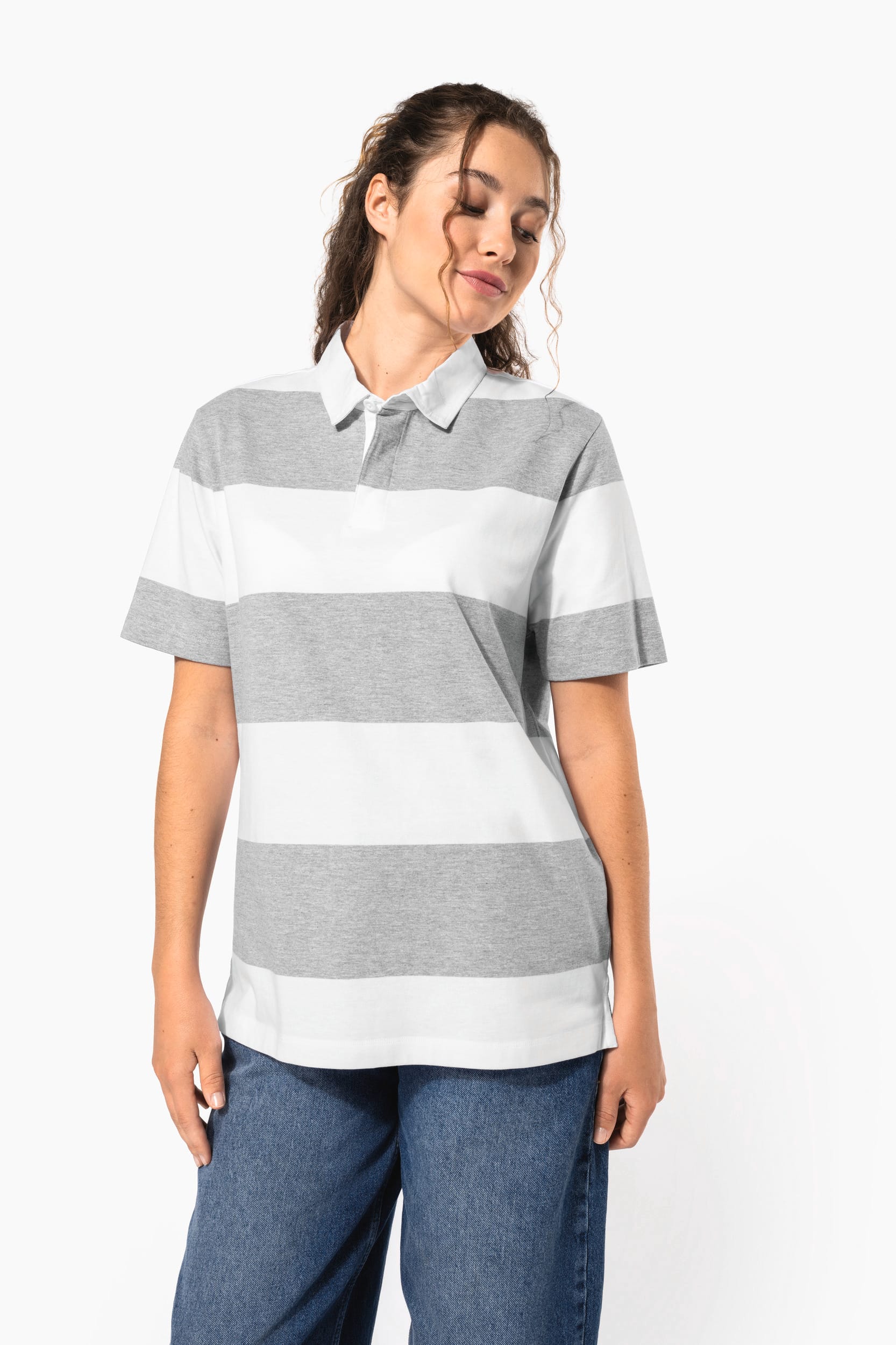 Polo rugby rayé manches courtes unisexe - Image 2