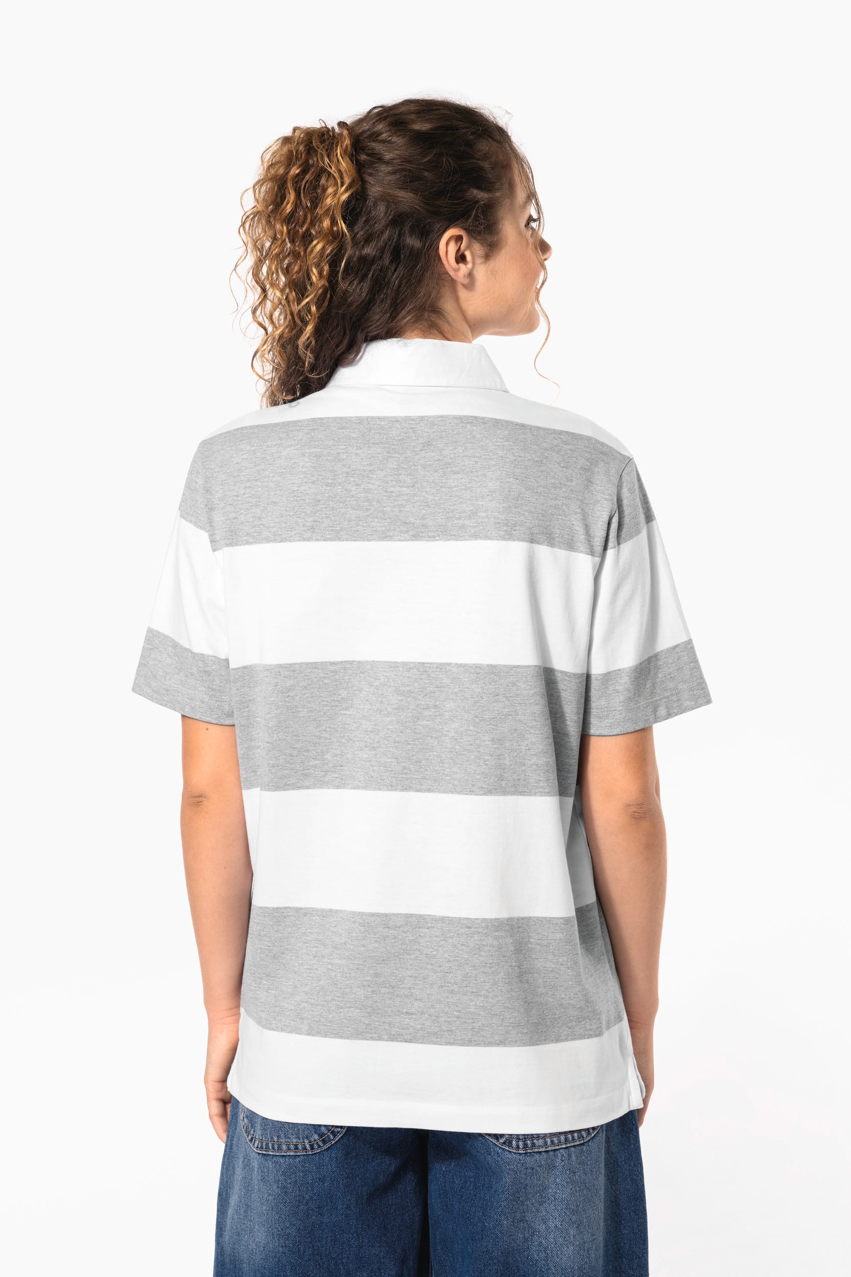Polo rugby rayé manches courtes unisexe - Image 3
