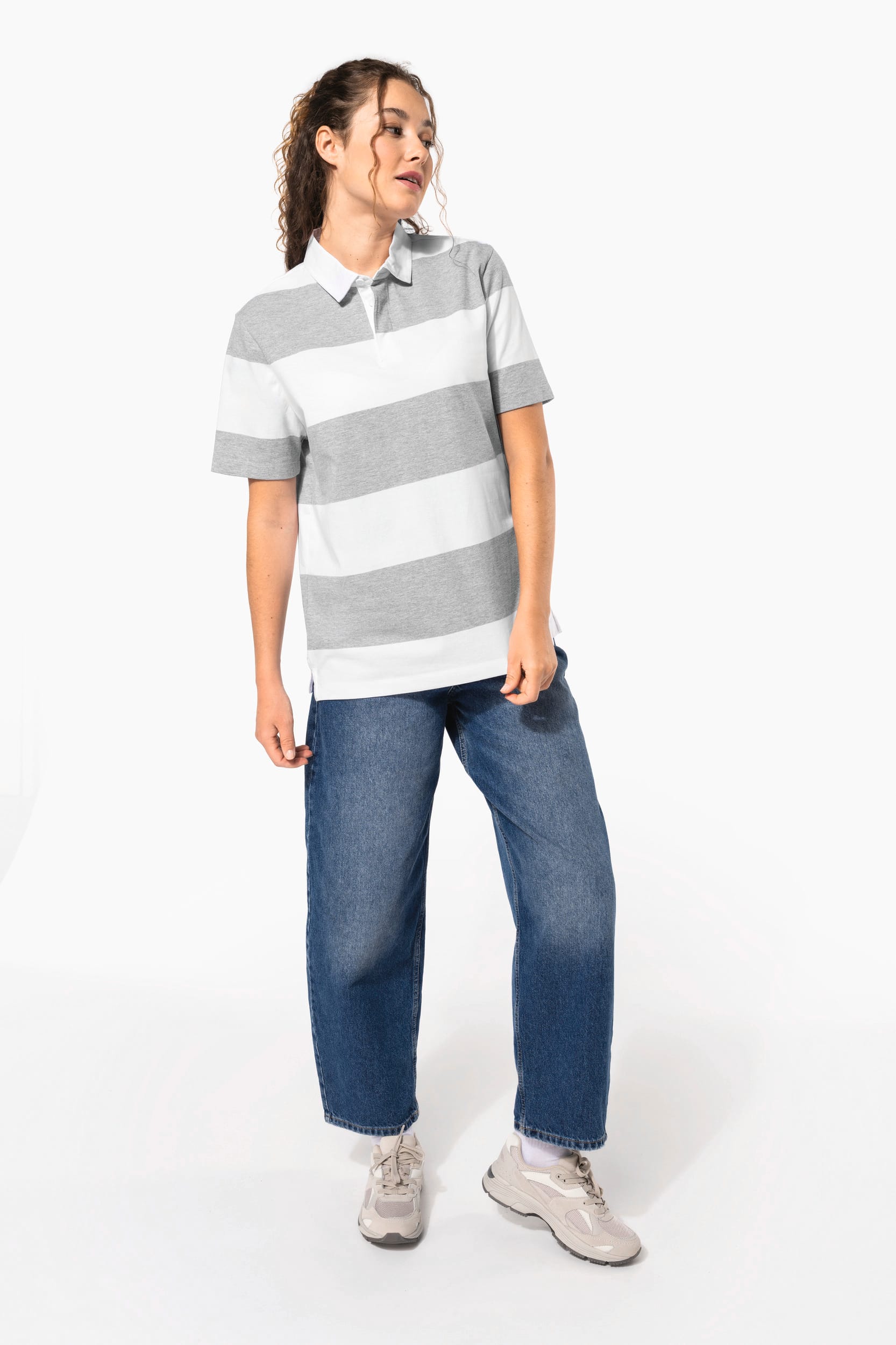 Polo rugby rayé manches courtes unisexe - Image 13