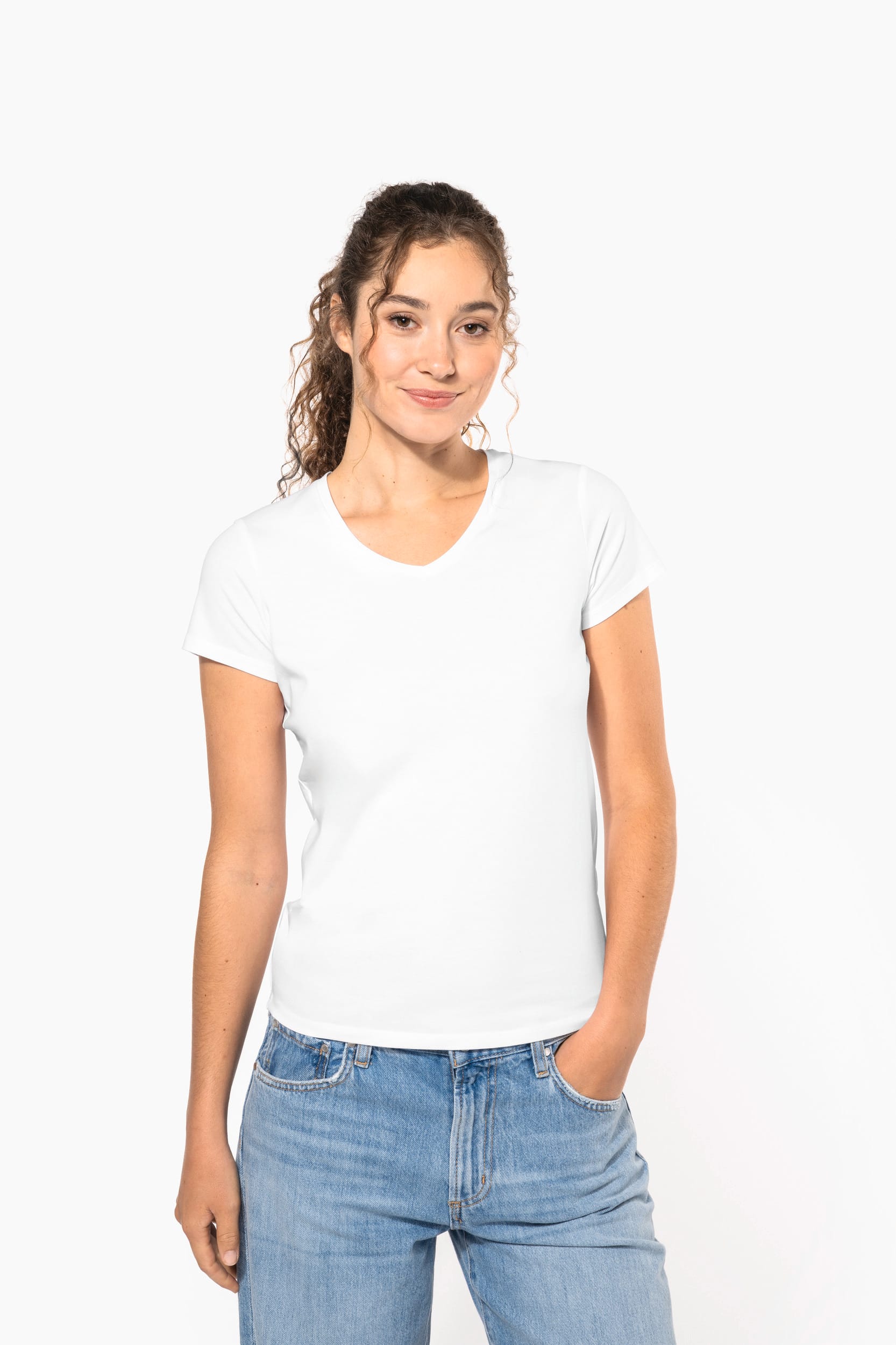 T-shirt col V manches courtes femme - Image 15