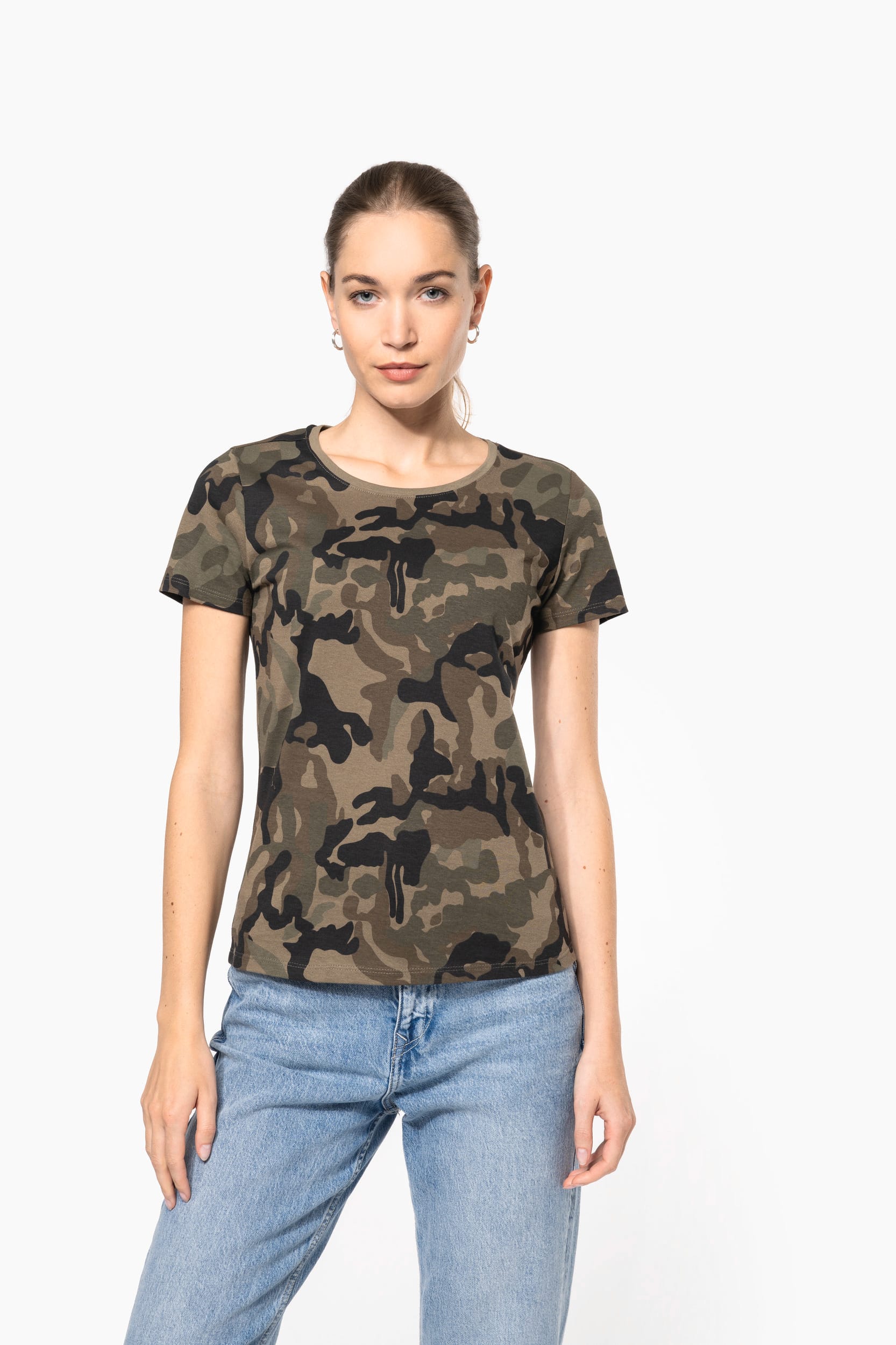 T-shirt de senhora camuflada manga curta