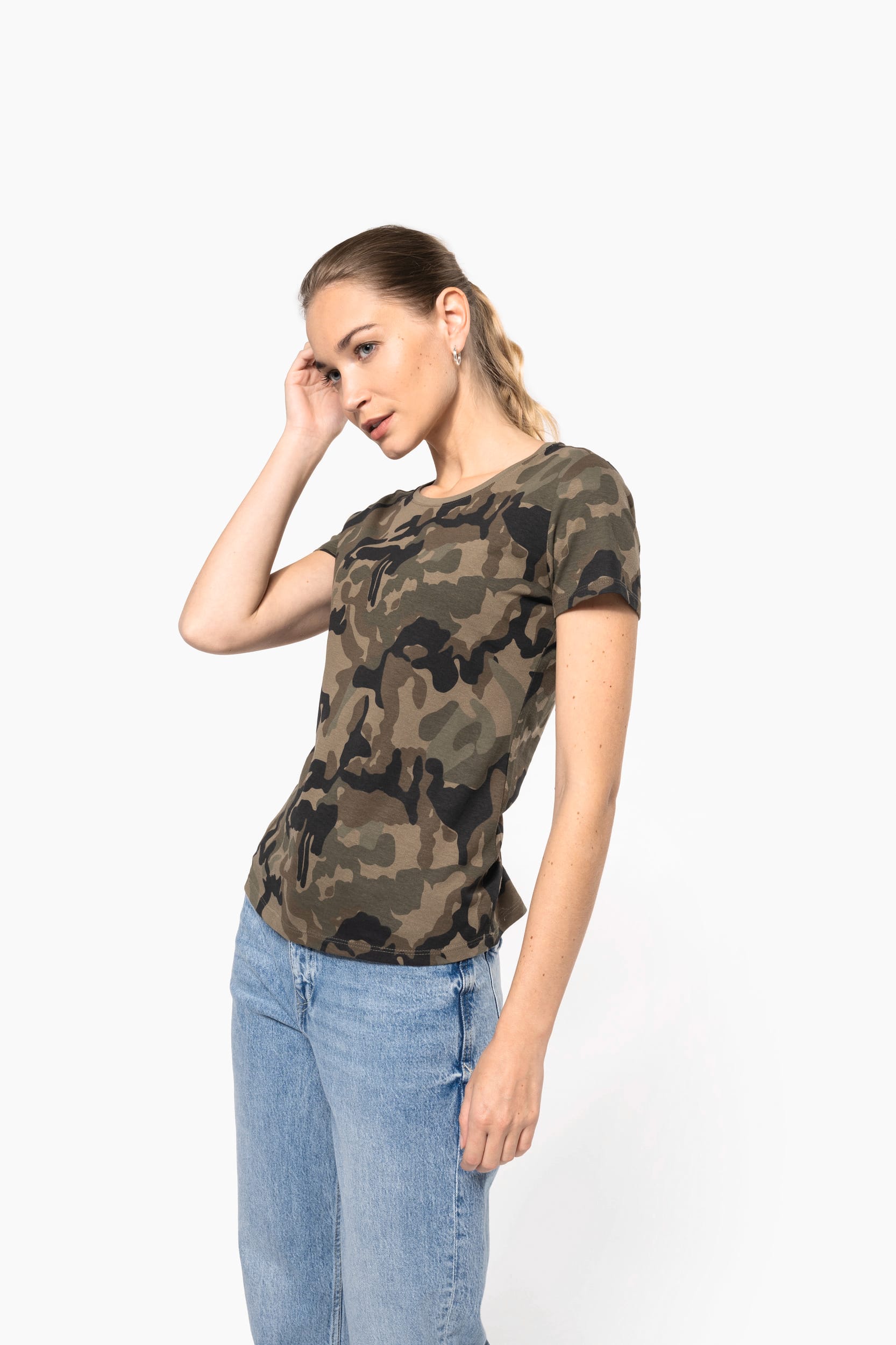 T-shirt de senhora camuflada manga curta