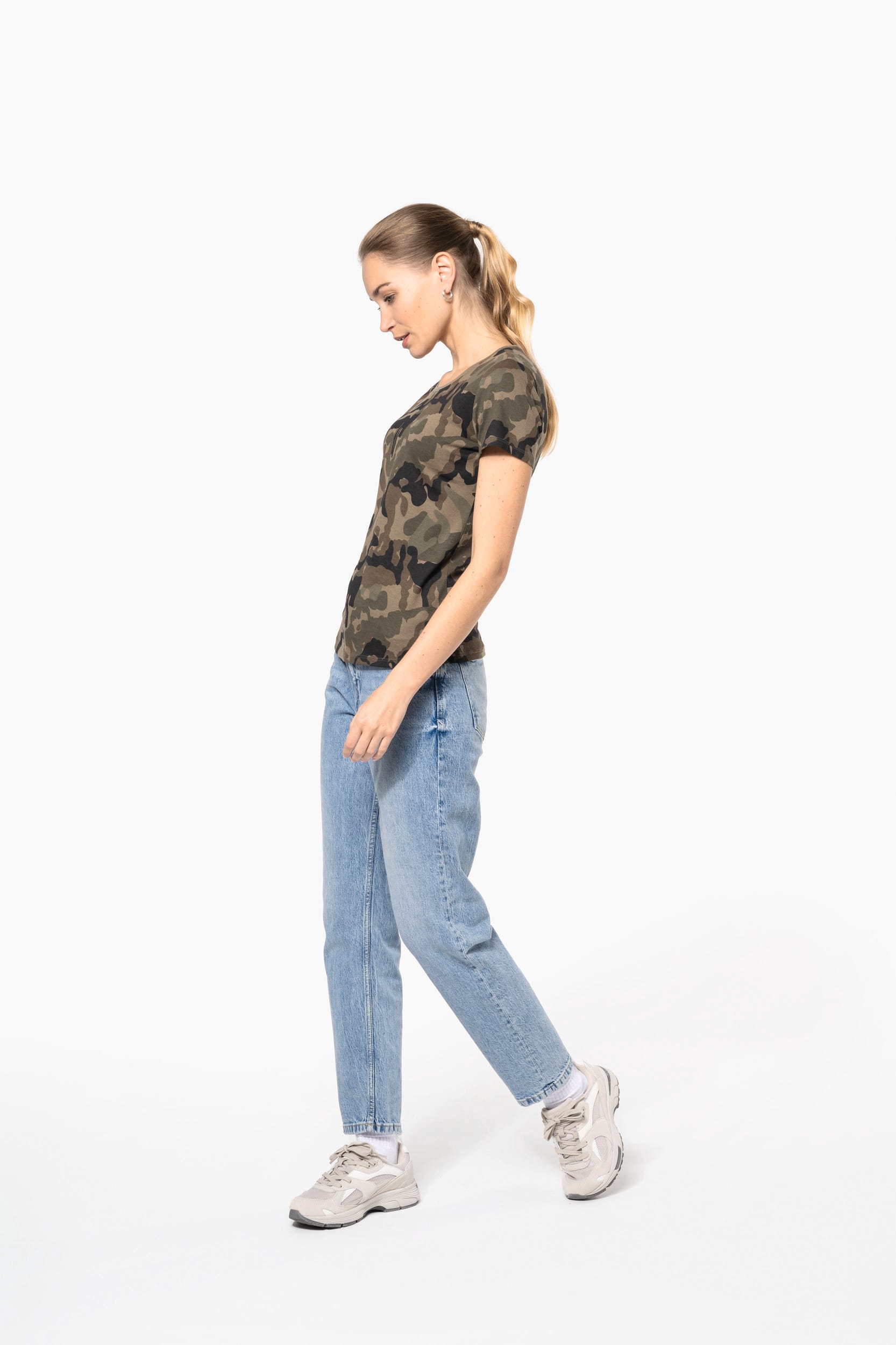 T-shirt de senhora camuflada manga curta