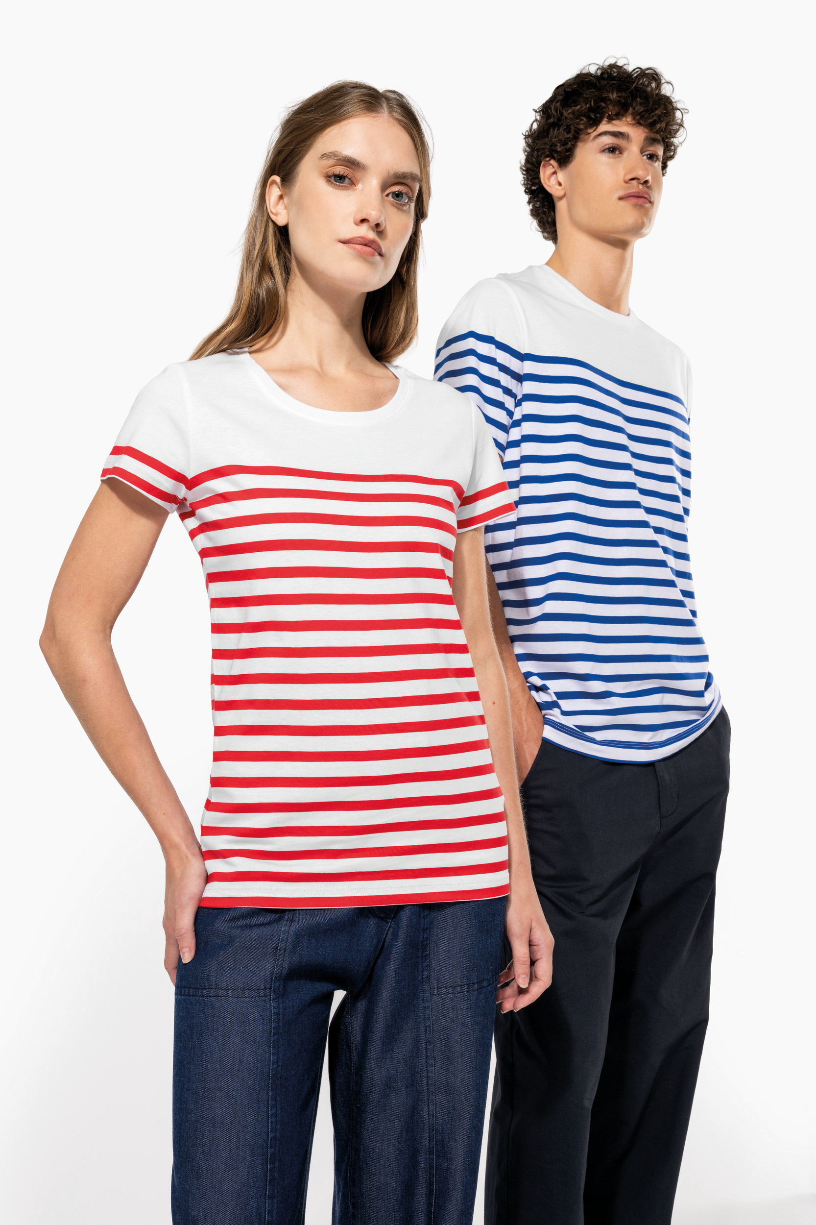 Marine-T-shirt ronde hals Bio dames