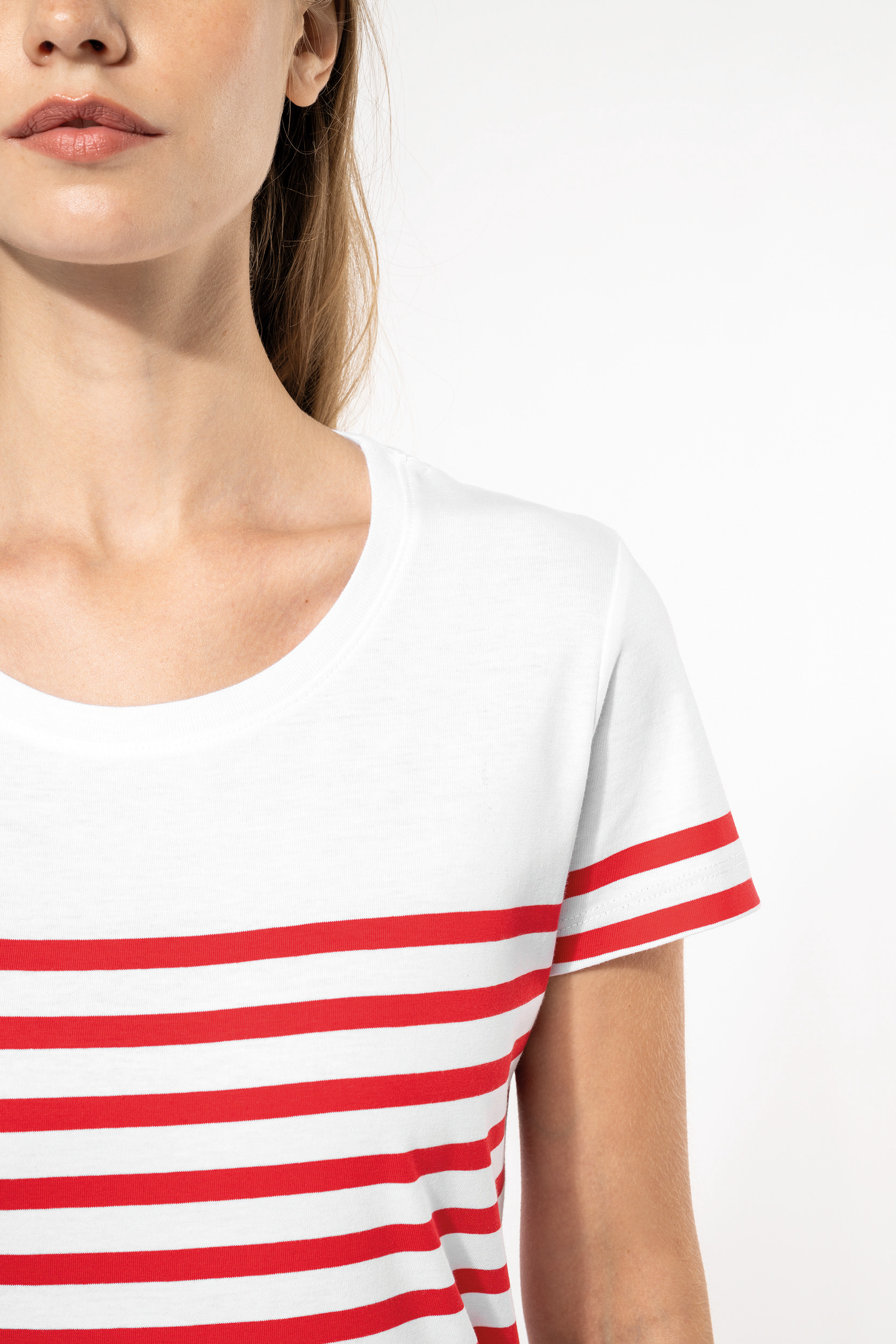 Marine-T-shirt ronde hals Bio dames
