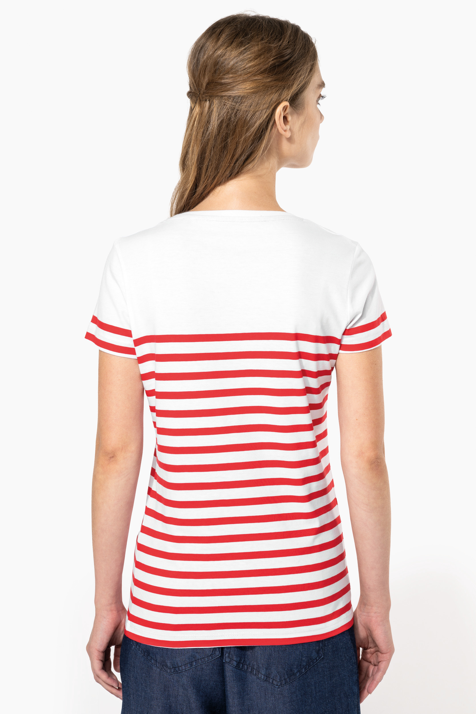 Marine-T-shirt ronde hals Bio dames