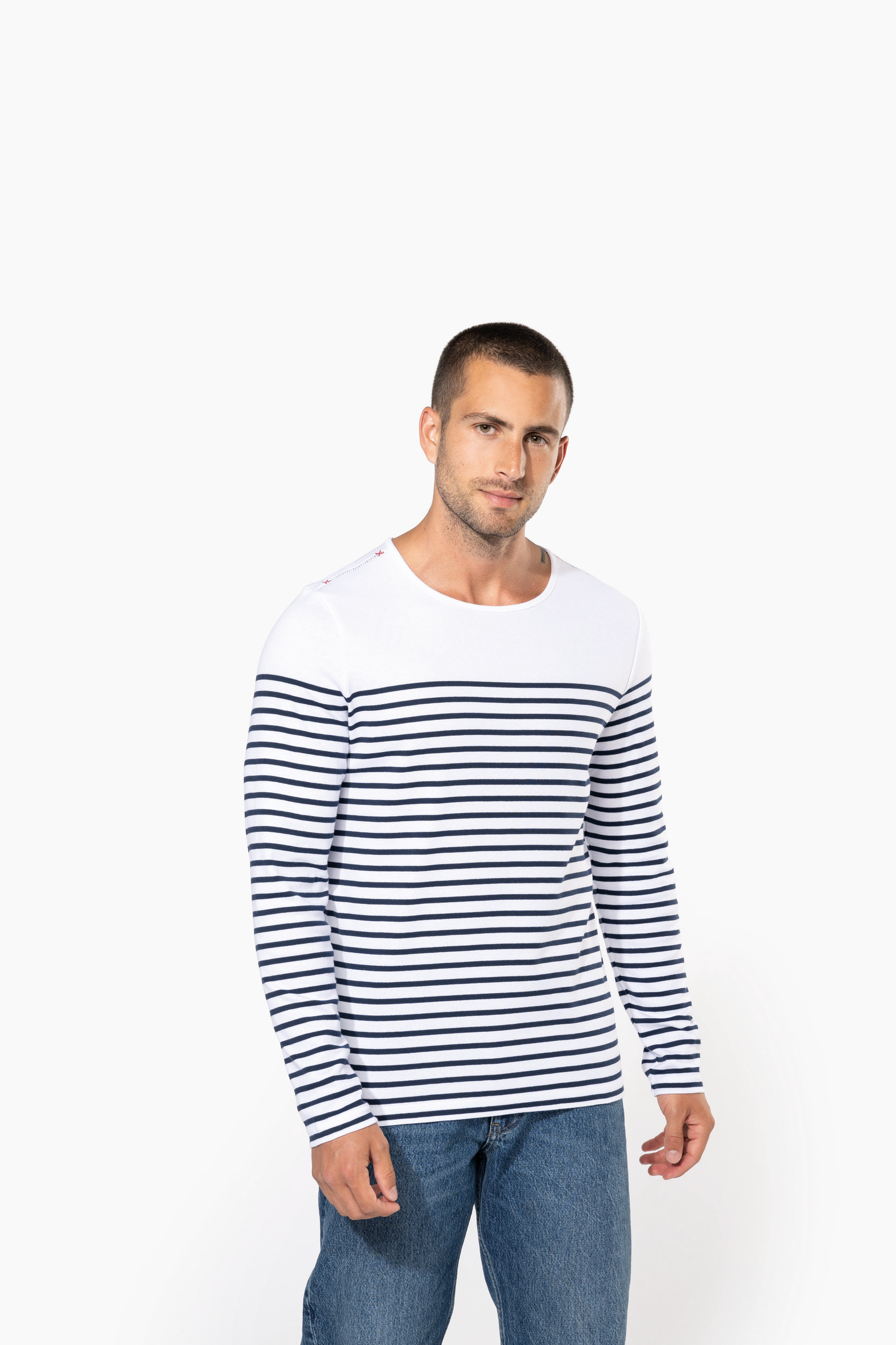 Gestreept heren-T-shirt lange mouwen