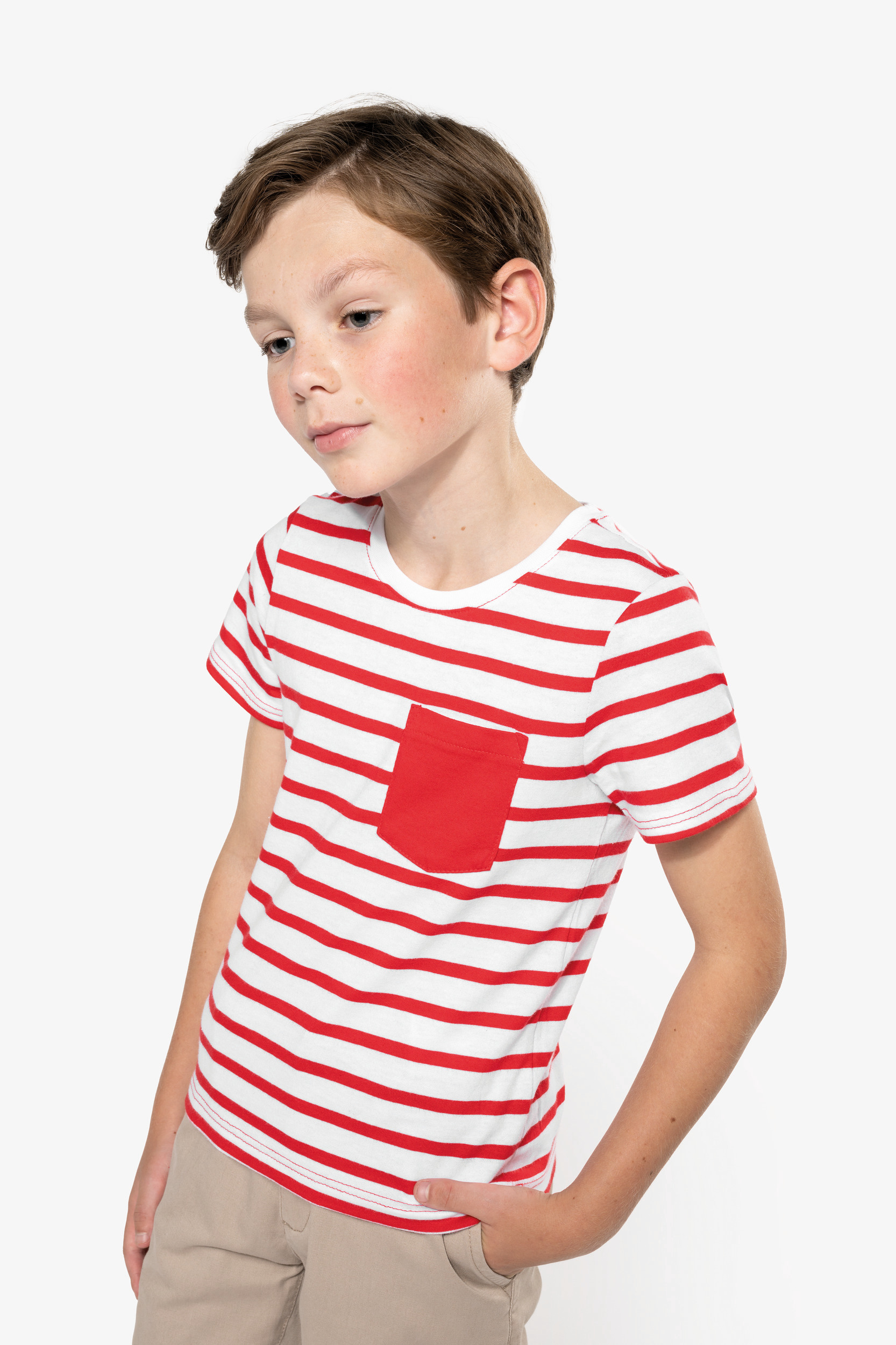 Gestreept T-shirt met borstzakje kids