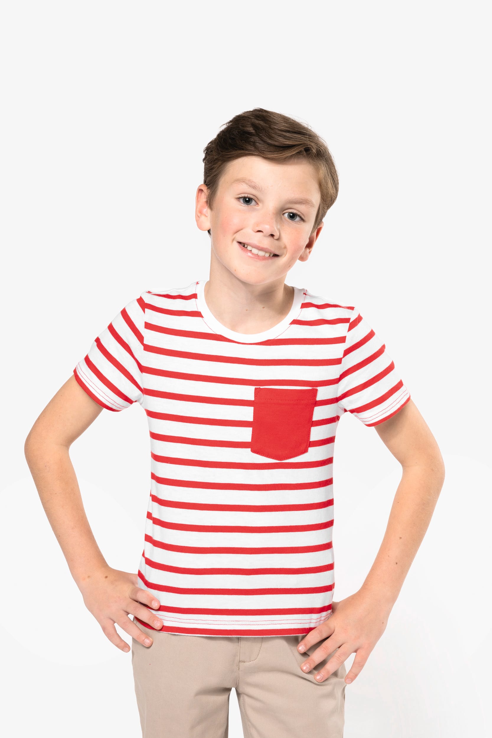 T-shirt rayé marin avec poche manches courtes enfant - Image 13