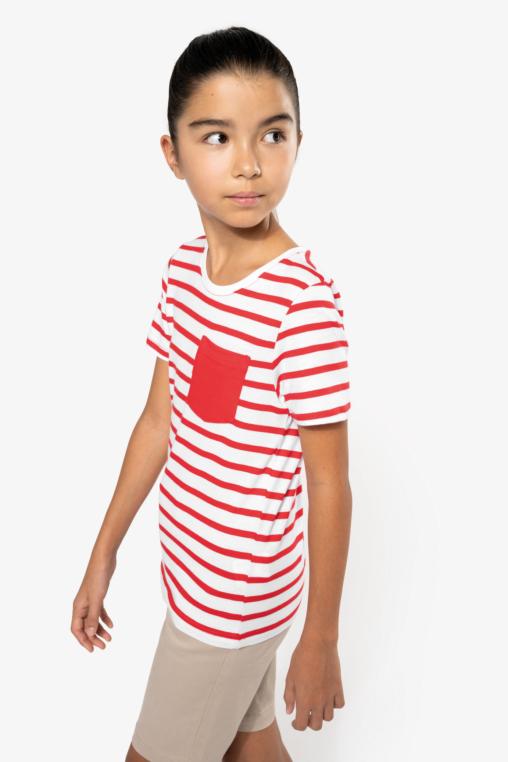 Gestreept T-shirt met borstzakje kids