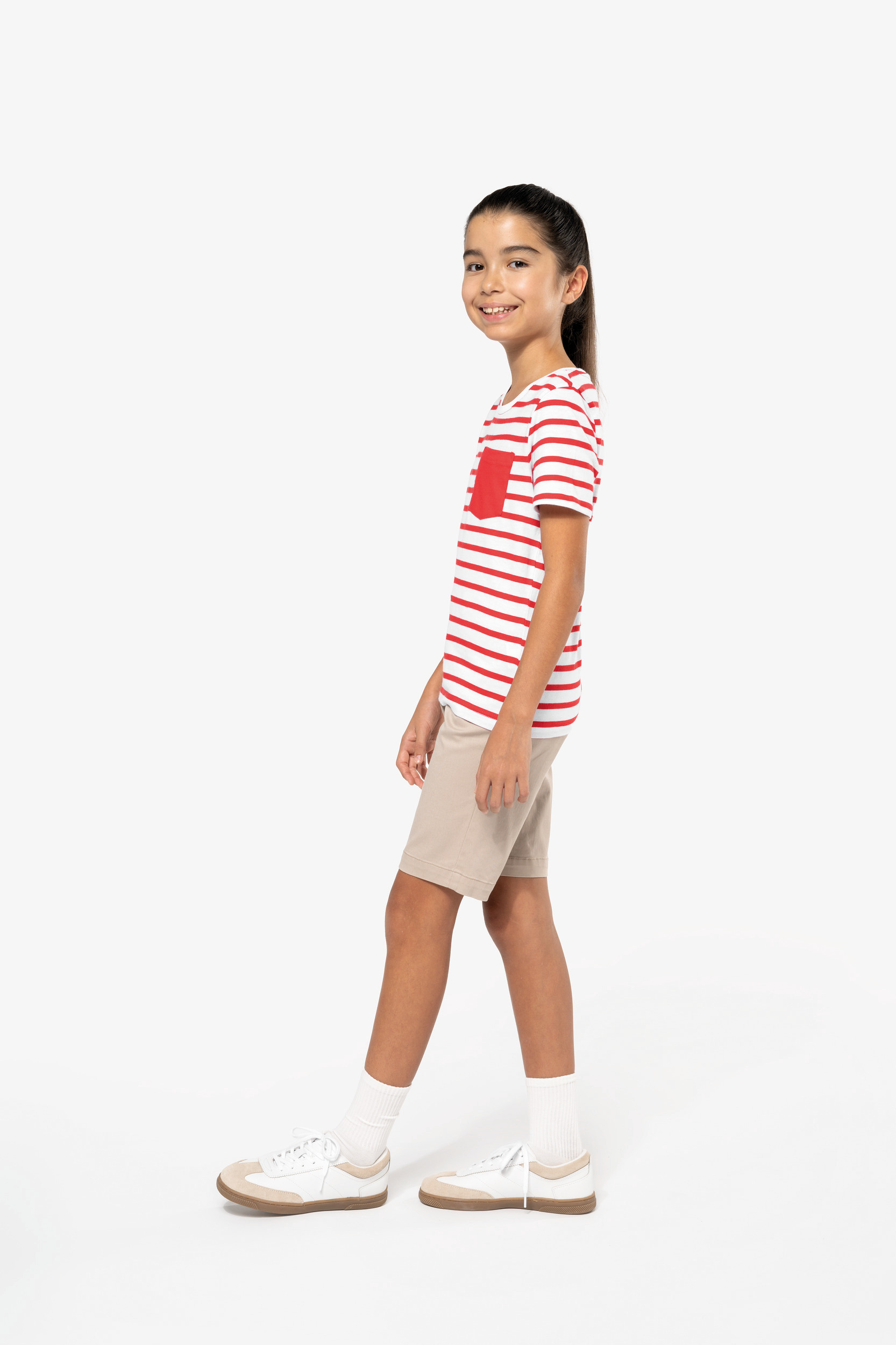 Gestreept T-shirt met borstzakje kids