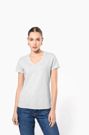 Dames T-shirt v-hals met korte mouwen
