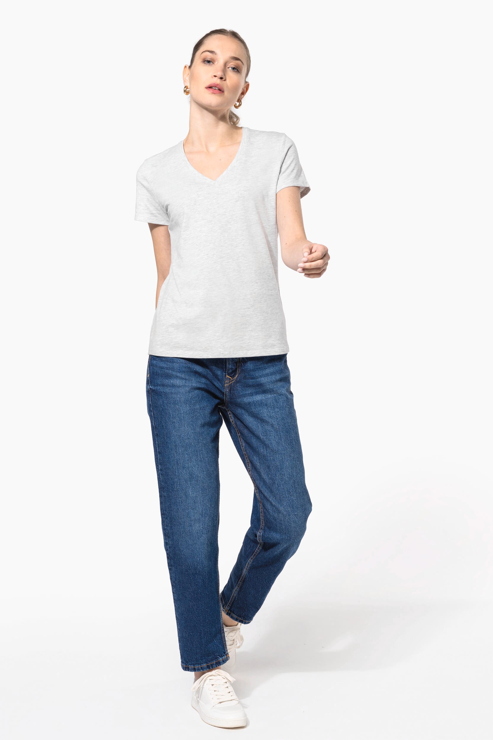 T-shirt col V manches courtes femme - Image 10