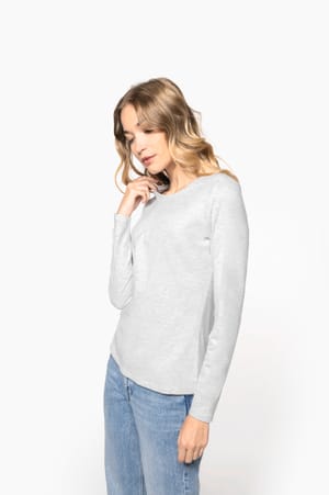 Dames T-shirt ronde hals lange mouwen
