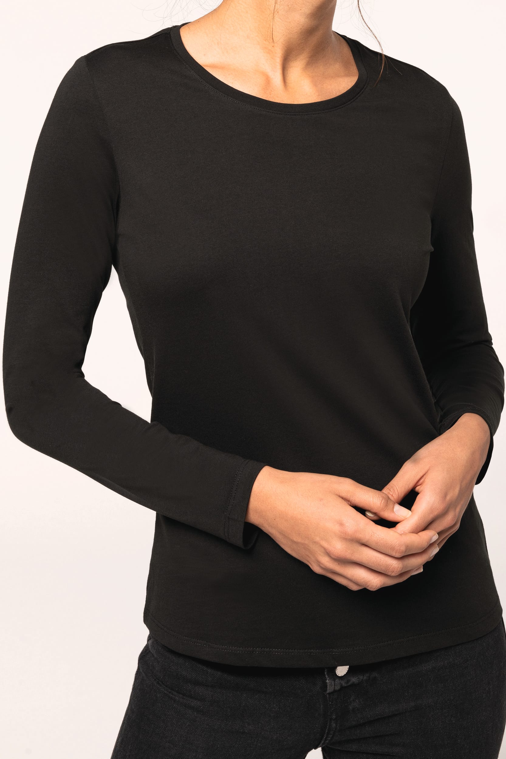 T-shirt col rond manches longues femme
