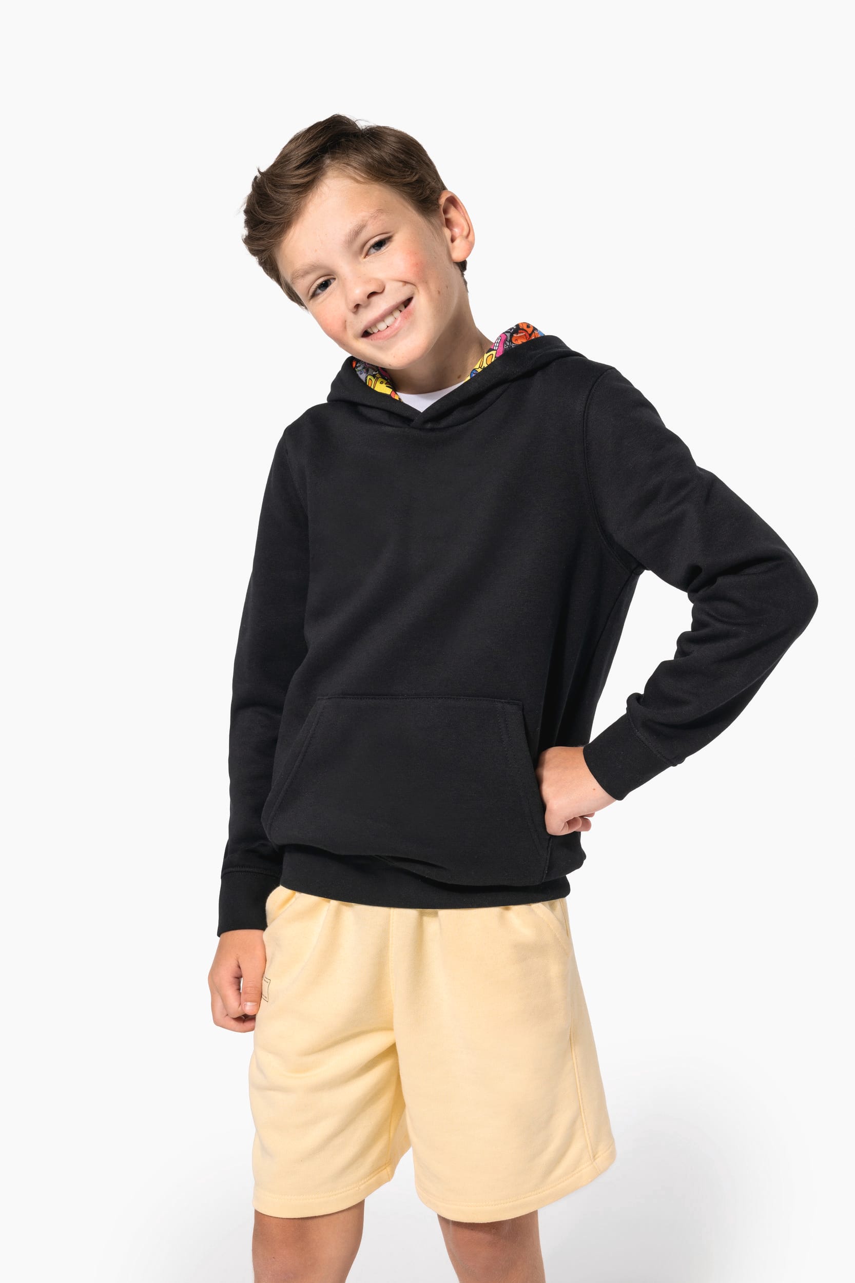 Sweat-shirt à capuche contrastée à motifs enfant unisexe - Image 17