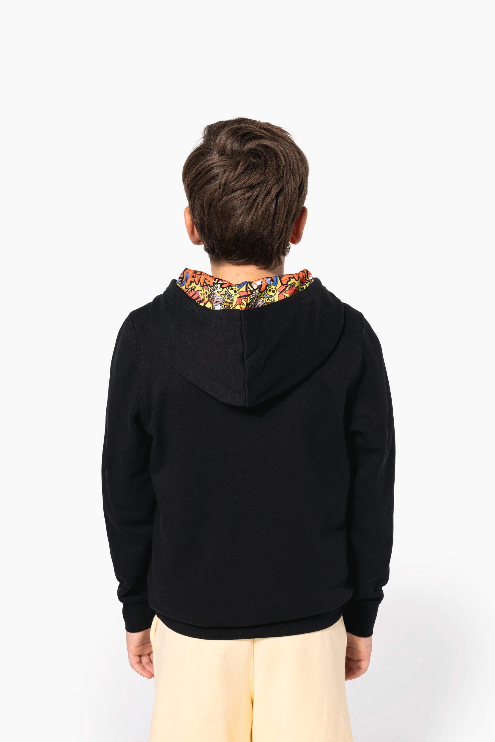Sweat-shirt à capuche contrastée à motifs enfant unisexe - Image 5