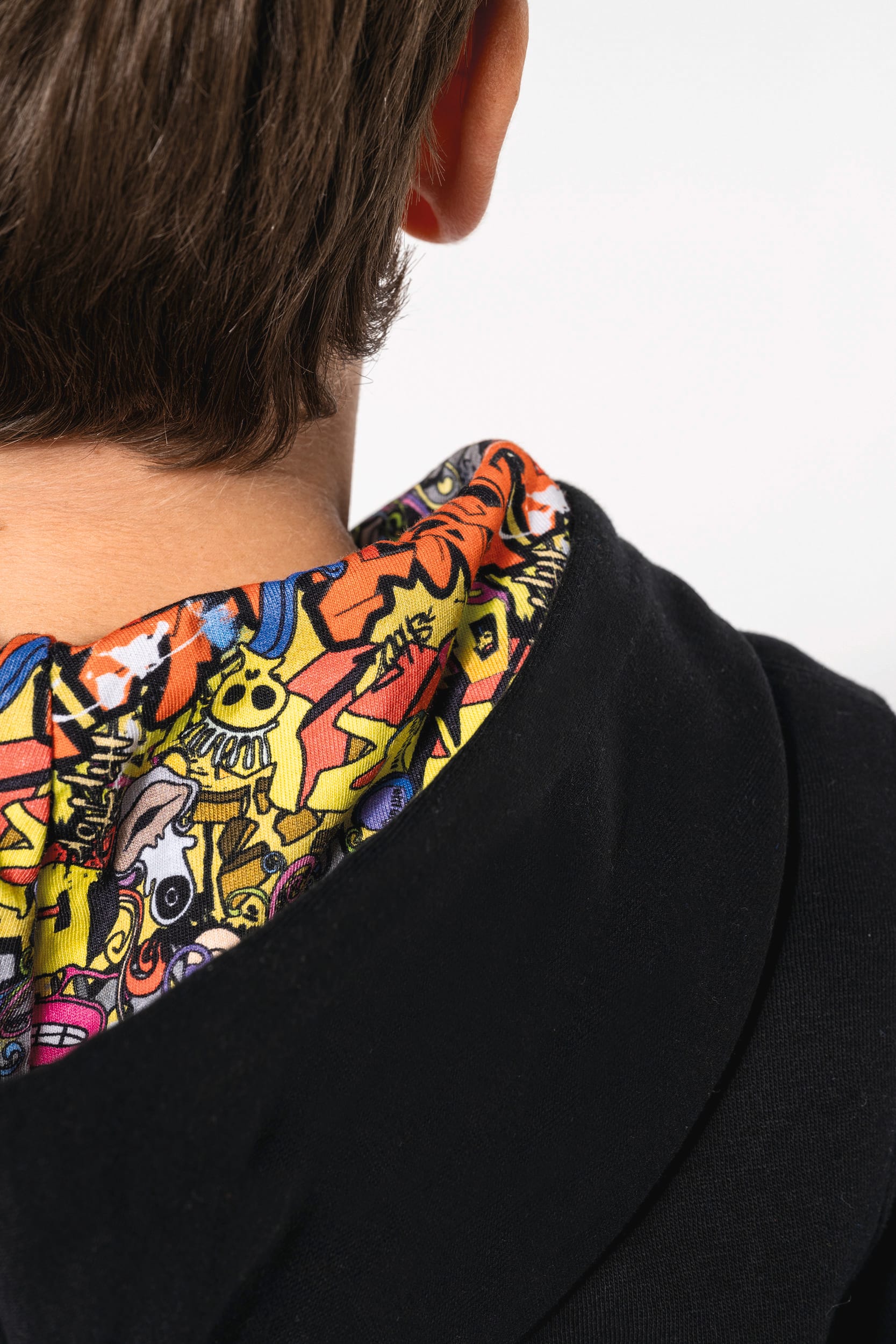 Sweat-shirt à capuche contrastée à motifs enfant unisexe - Image 6