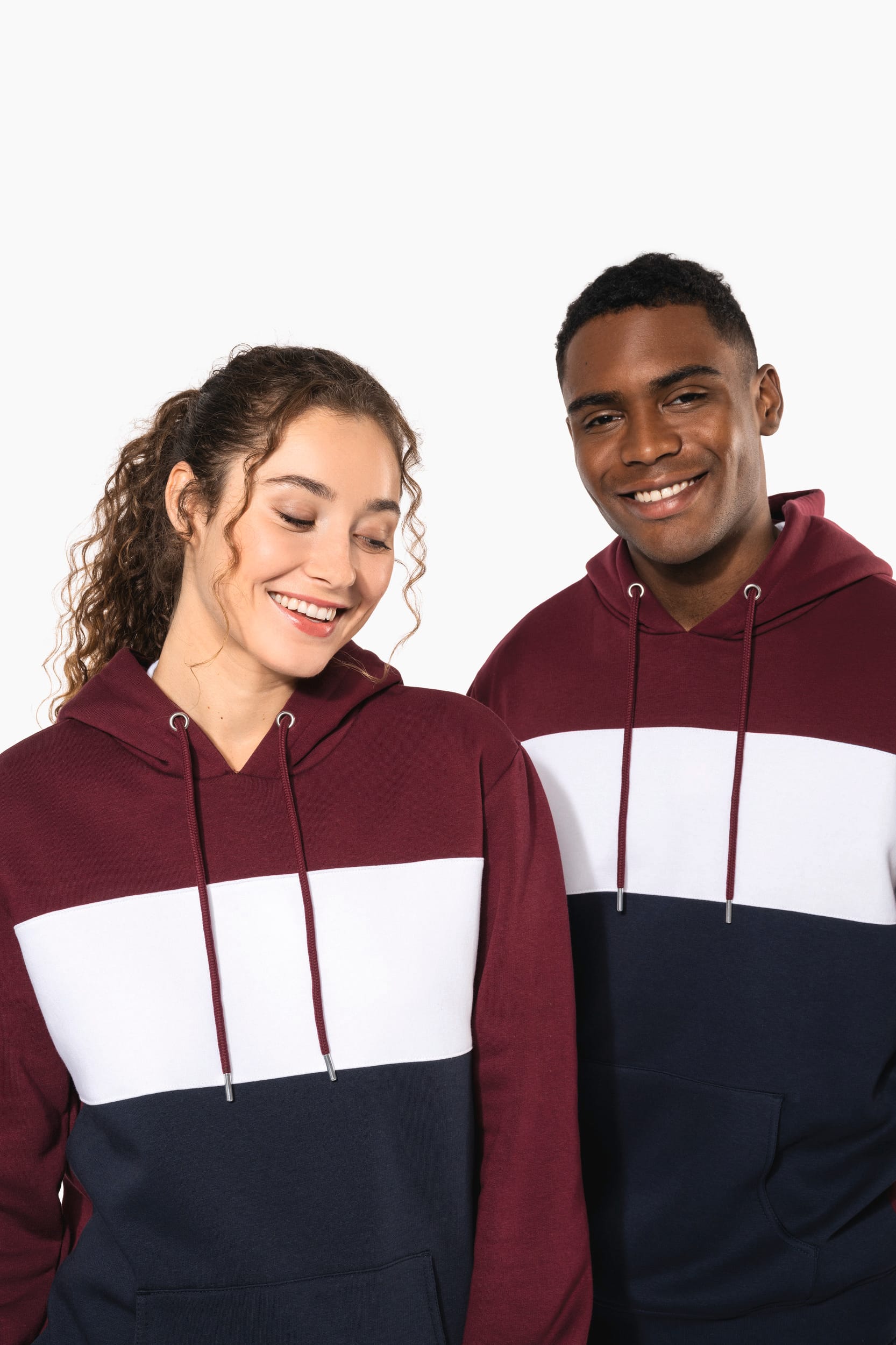 Sweat-shirt tricolore à capuche unisexe - Image 10