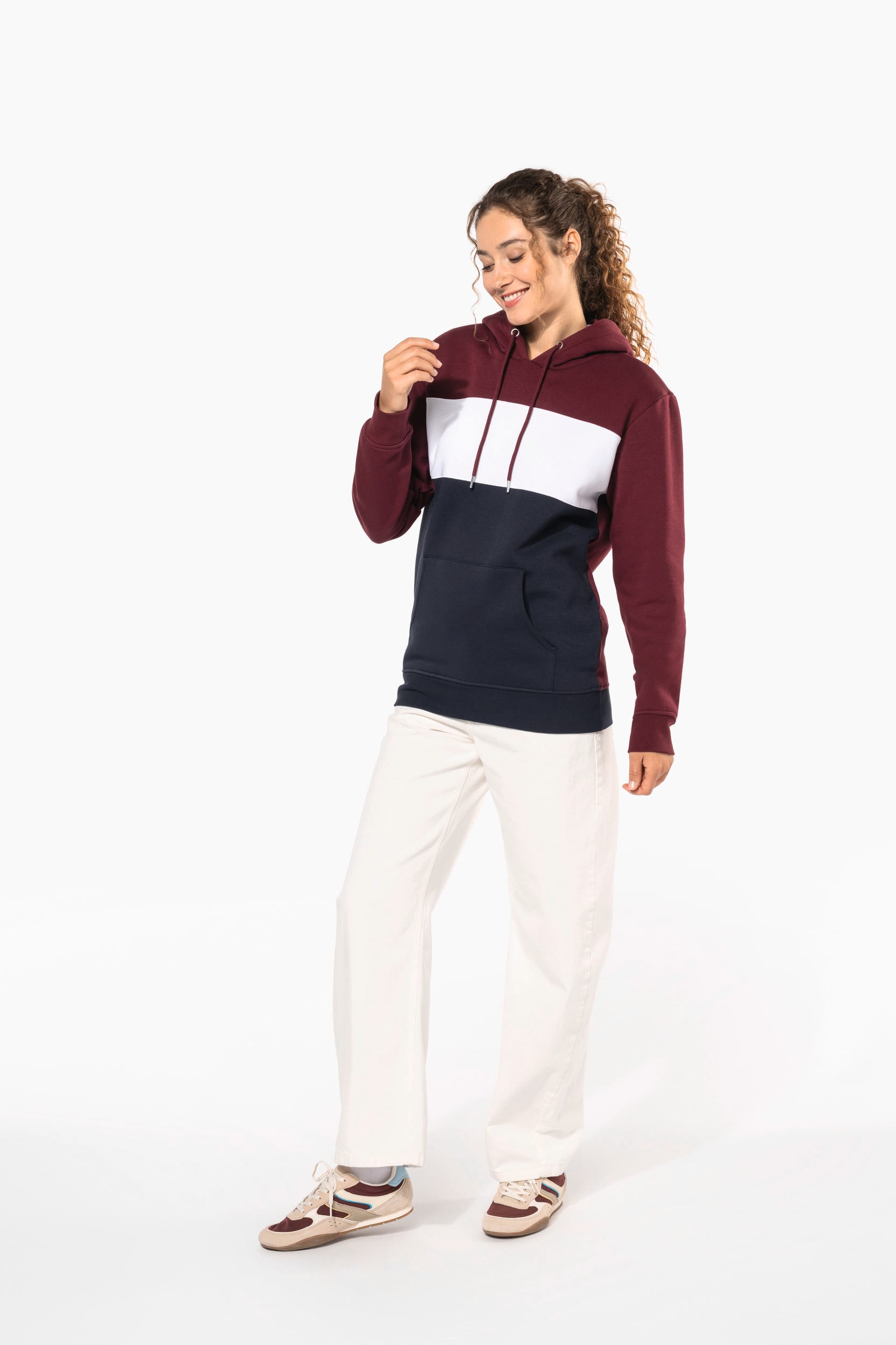 Sweat-shirt tricolore à capuche unisexe - Image 15