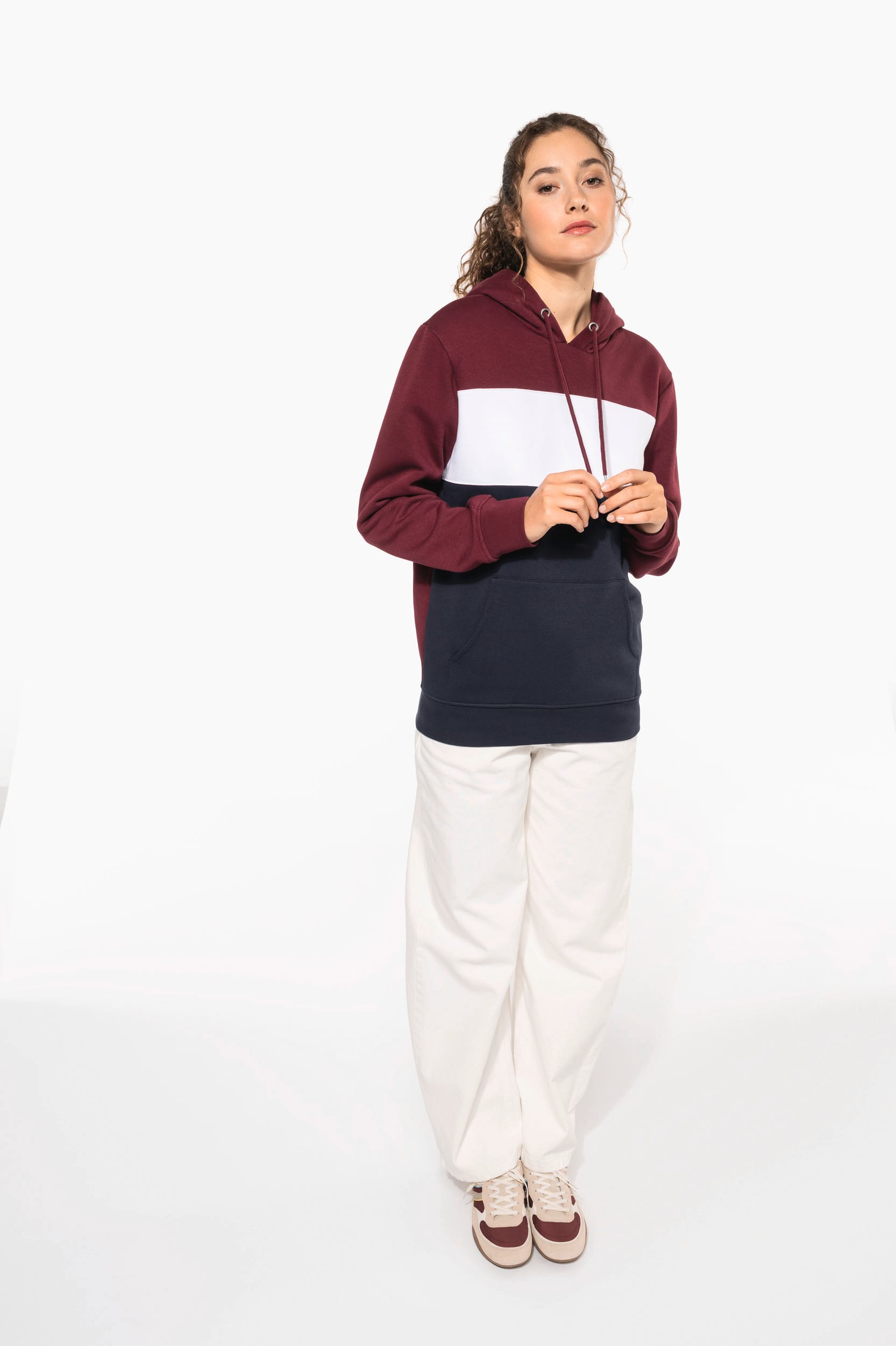 Sweat-shirt tricolore à capuche unisexe - Image 17