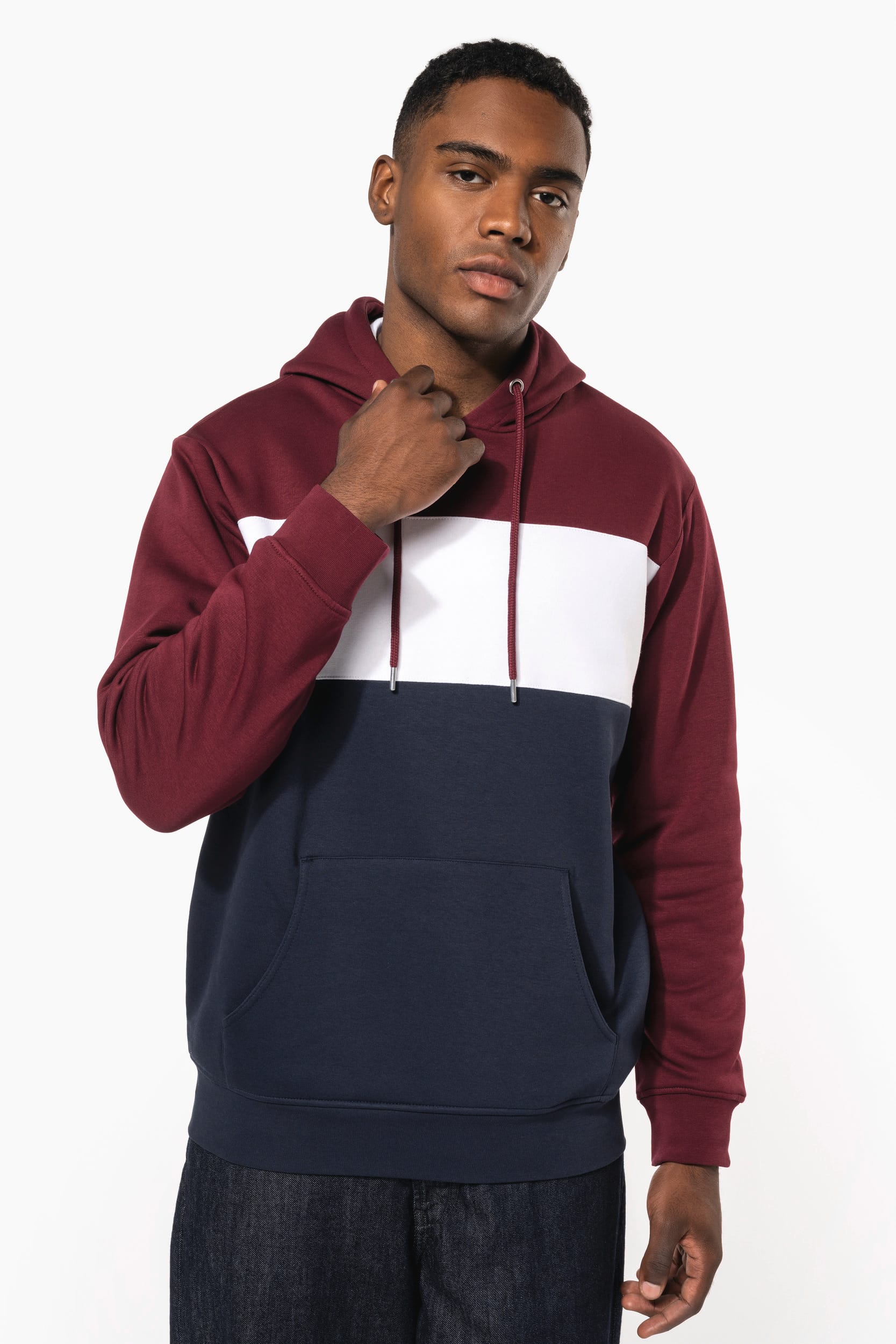 Sweat-shirt tricolore à capuche unisexe - Image 19