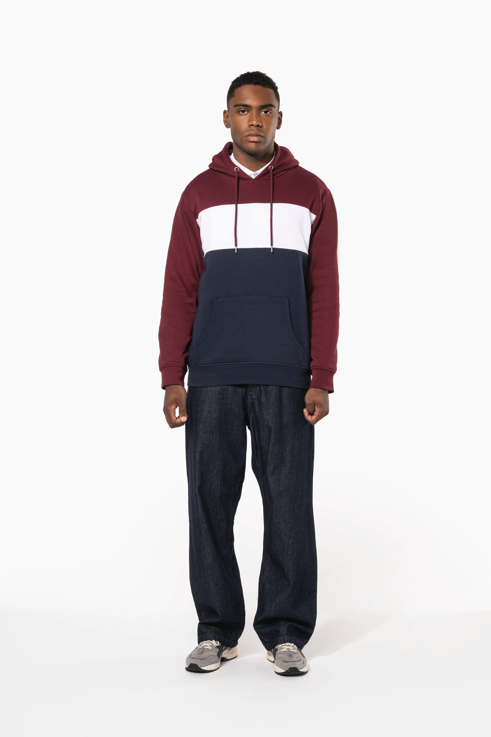 Sweat-shirt tricolore à capuche unisexe - Image 13