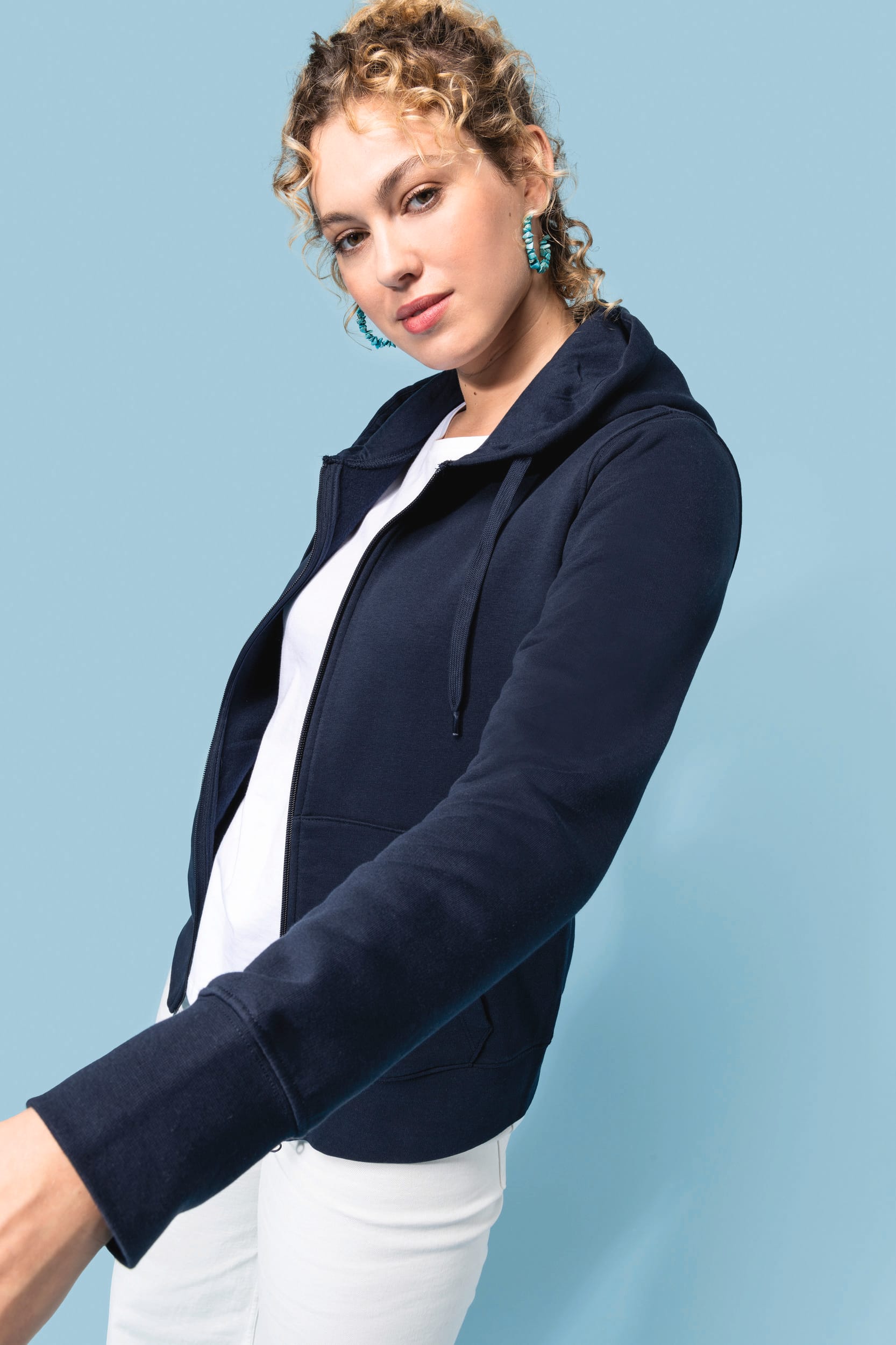 Sweat-shirt écoresponsable zippé à capuche femme