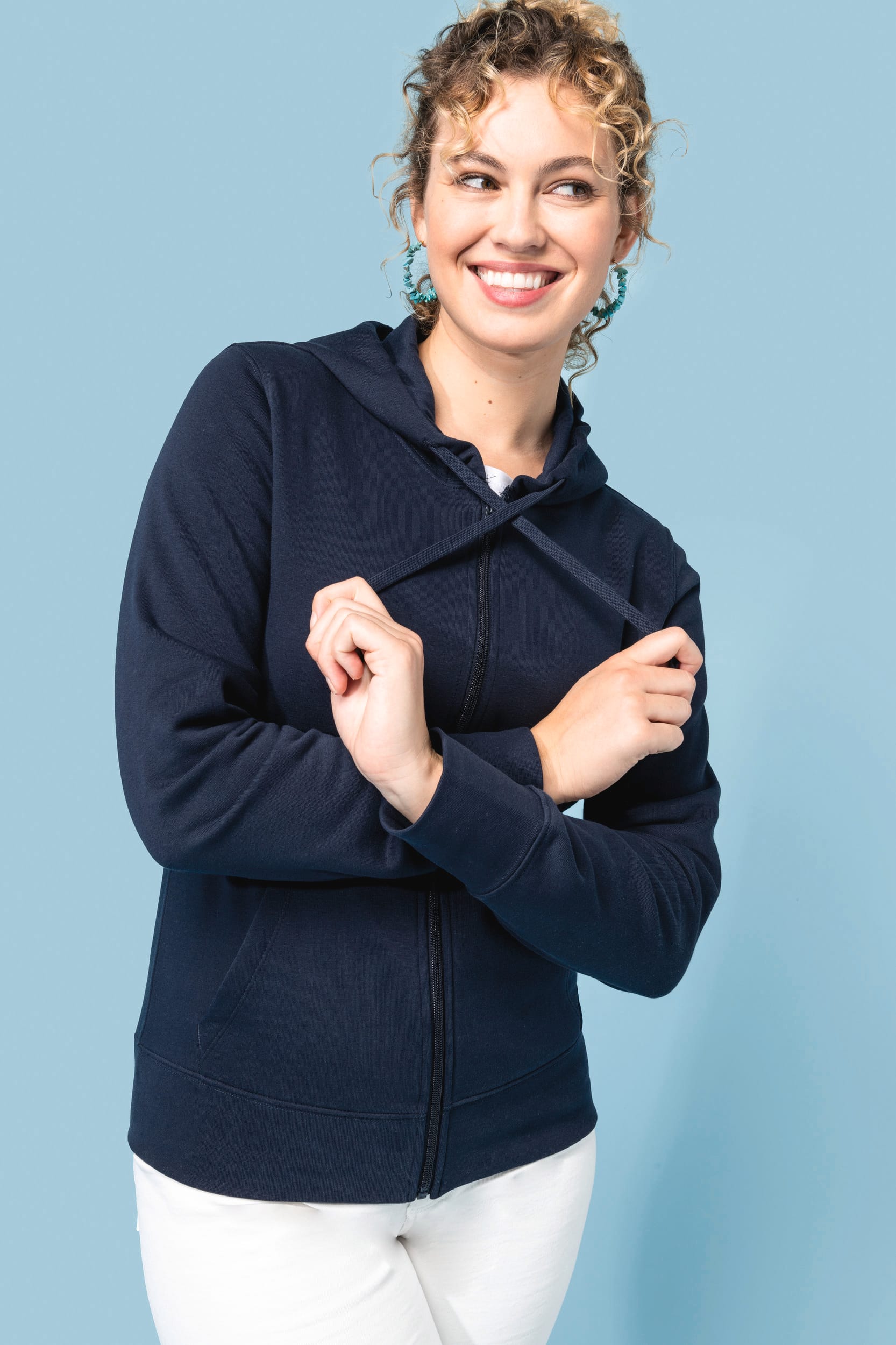 Sweat-shirt écoresponsable zippé à capuche femme