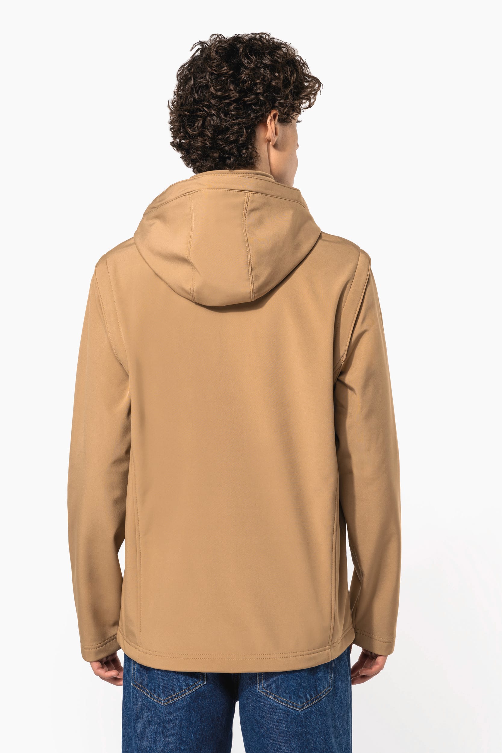 Blusão softshell 3 camadas com capuz e mangas amovíveis unissexo